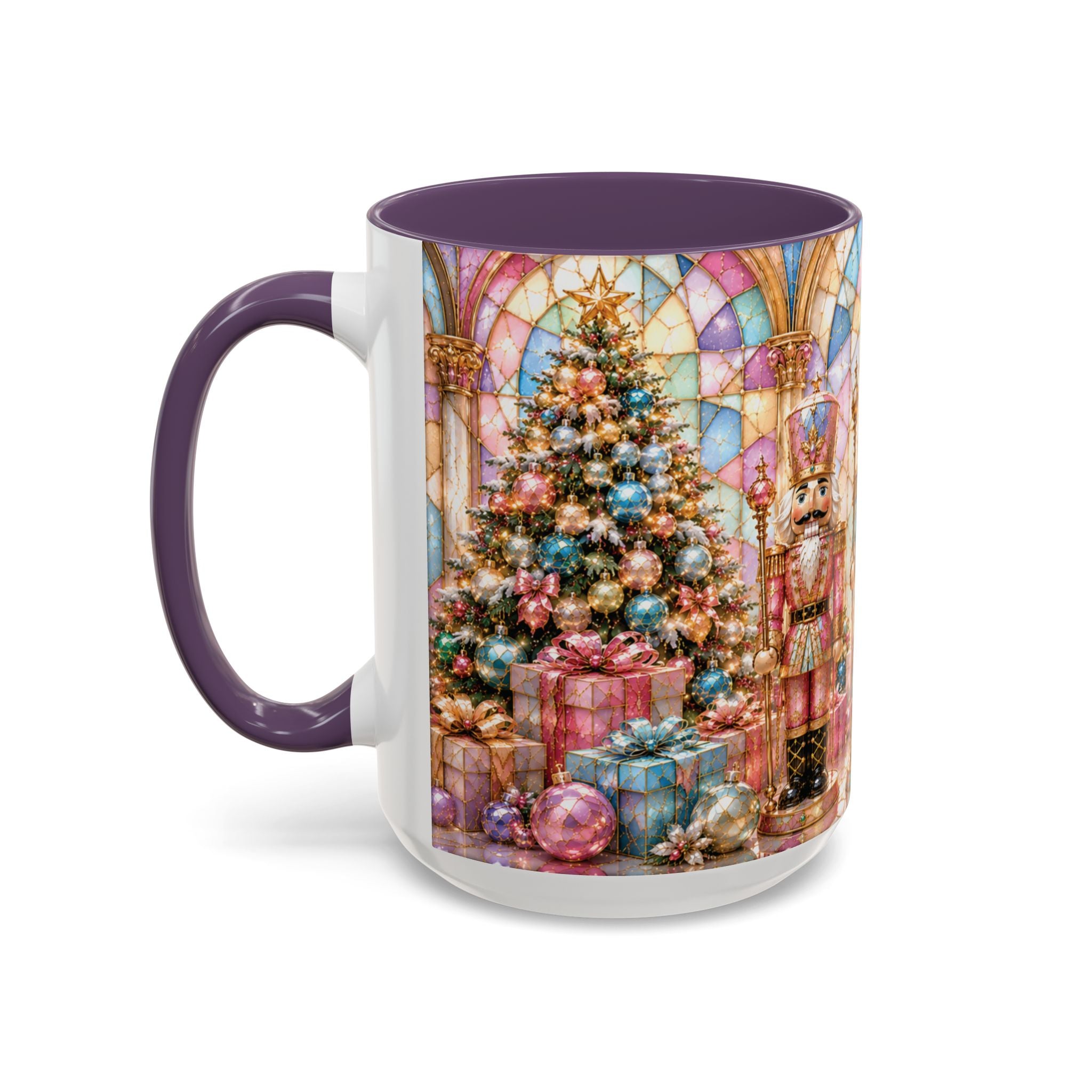 Nutcracker Christmas Coffee Mug – Festive Stained-Glass Holiday Accent Cup (11/15oz) Gift for Her