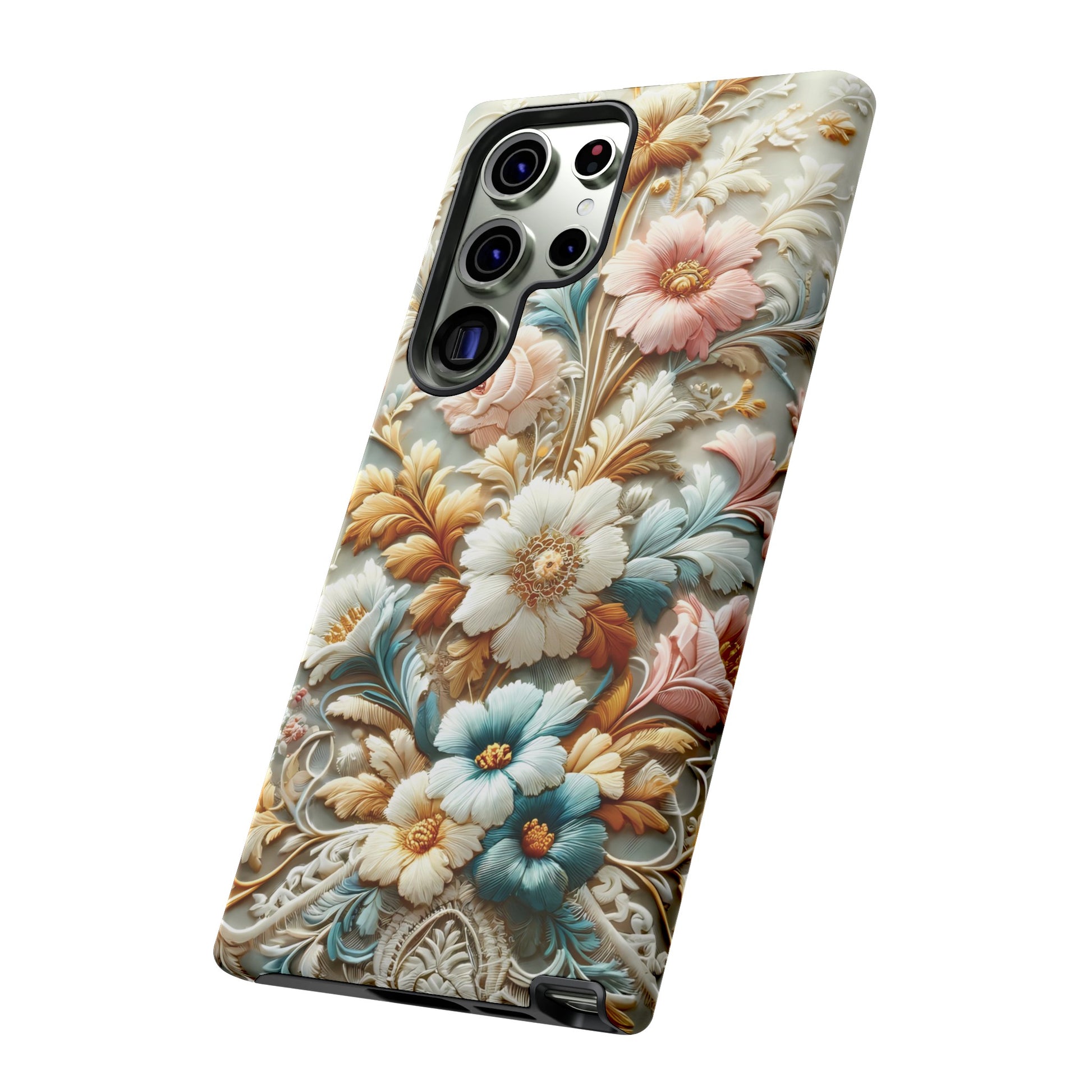3D Elegant Faux Flowers Phone Case Stylish & Durable for iPhone Samsung Gift iPhone 15, 14, 13 Samsung Pixel Gift for Mom Accessory Gift for Her
