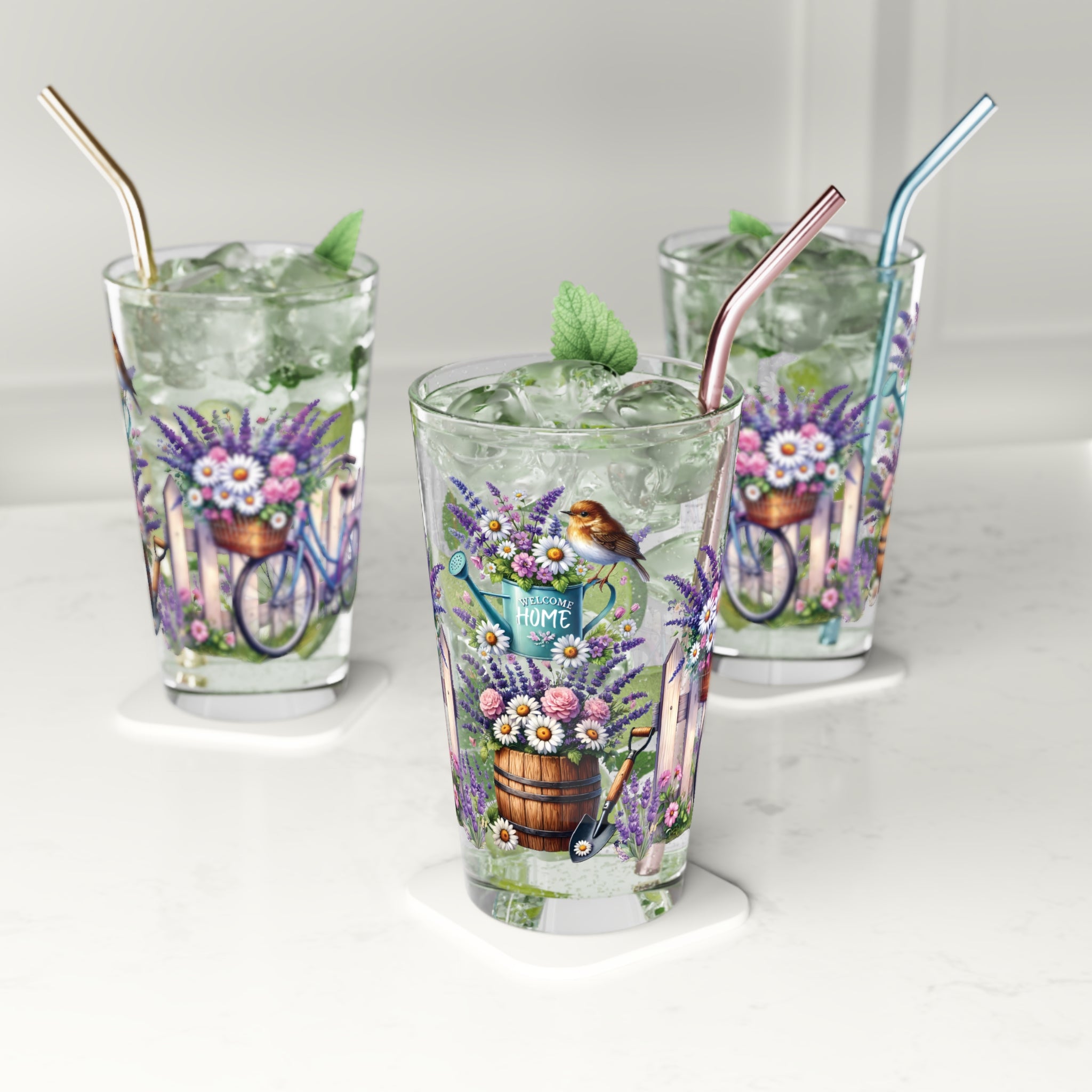 Floral Lavender 16oz Pint Glass – Festive Holiday Drinkware for Celebrations, Parties & Home Entertaining – Perfect Gift for Beer Lovers & Special Occasions