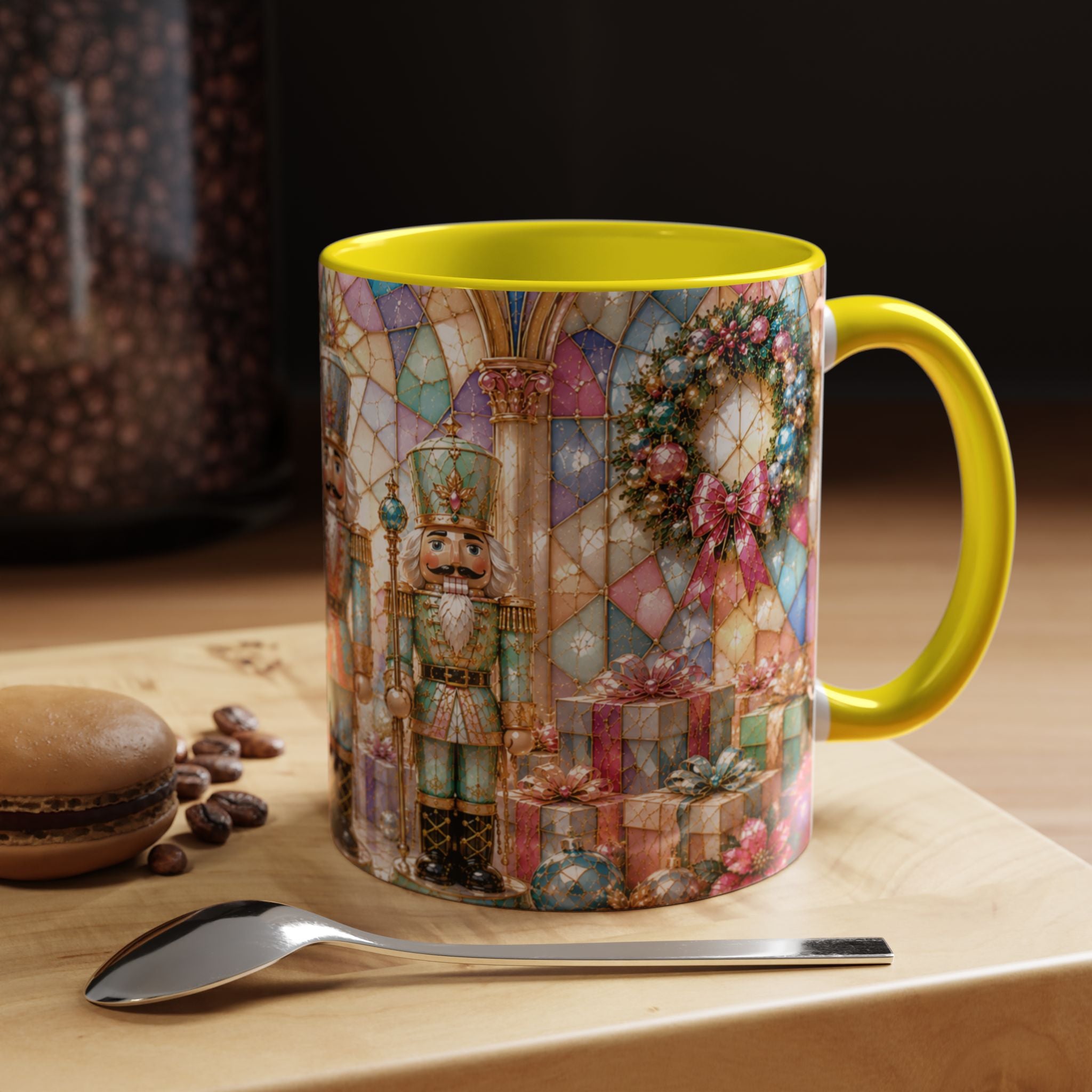 Nutcracker Christmas Coffee Mug – Festive Stained-Glass Holiday Accent Cup (11/15oz) Gift for Her