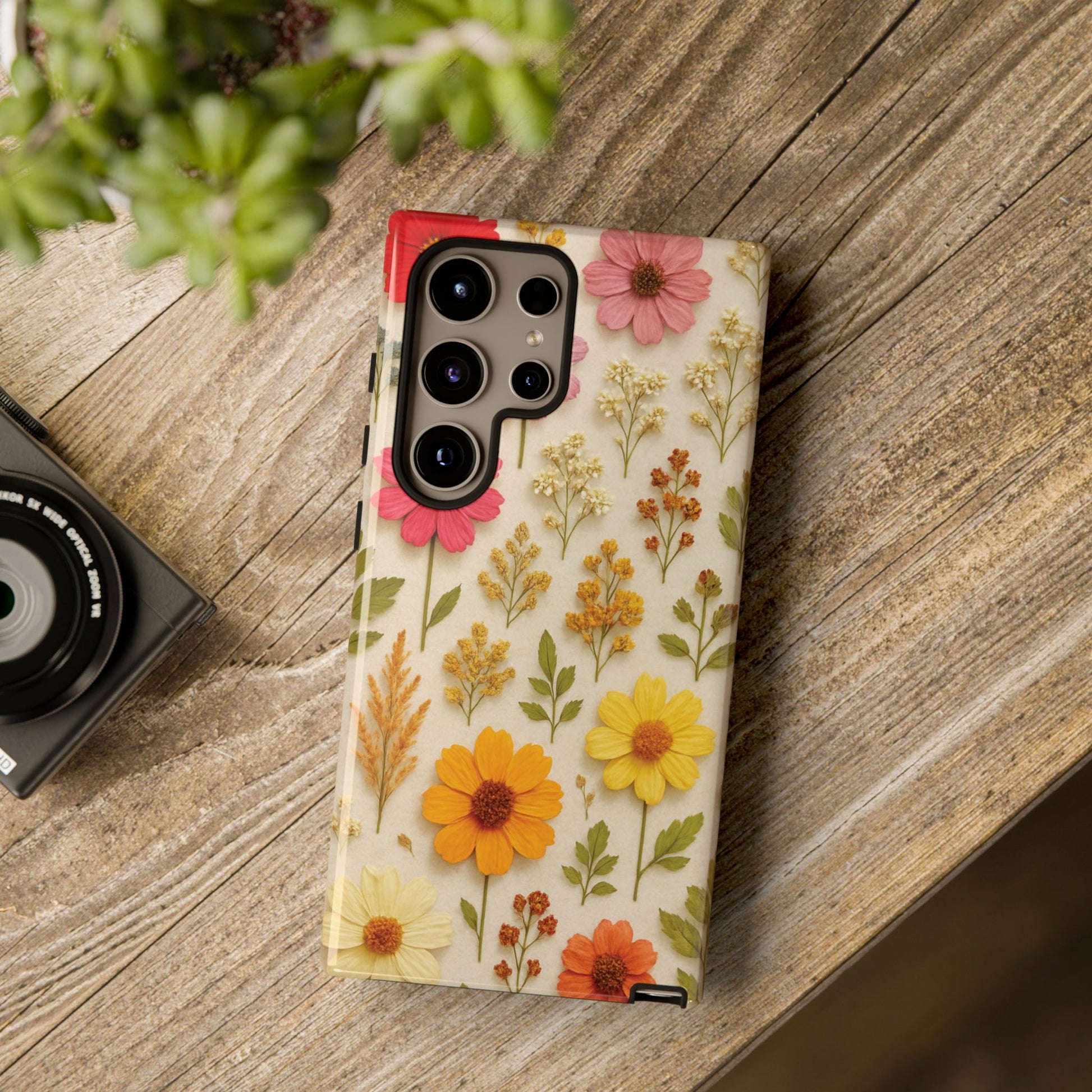 Dried Flowers Illusion Phone Case – Realistic Botanical Aesthetic, Colorful Pressed Floral Art, Trendy Nature-Inspired Protective Cover  iPhone & Samsung Models