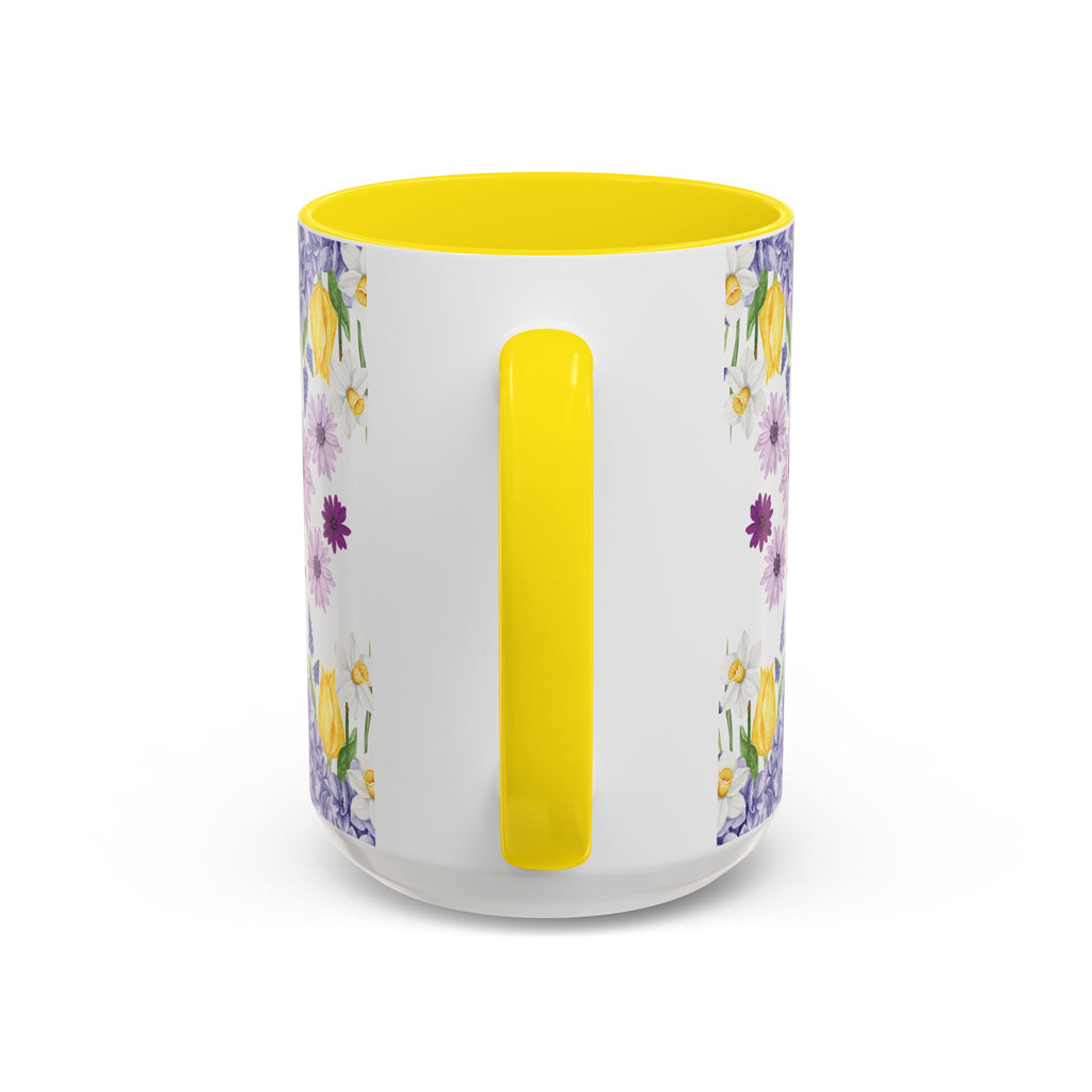 Botanical Floral Mug  Lavender & Yellow Flowers, Ceramic 11oz & 15oz Cup, Ideal Gift for Coffee Lovers, Mother's Day, or Cozy Spring Mornings
