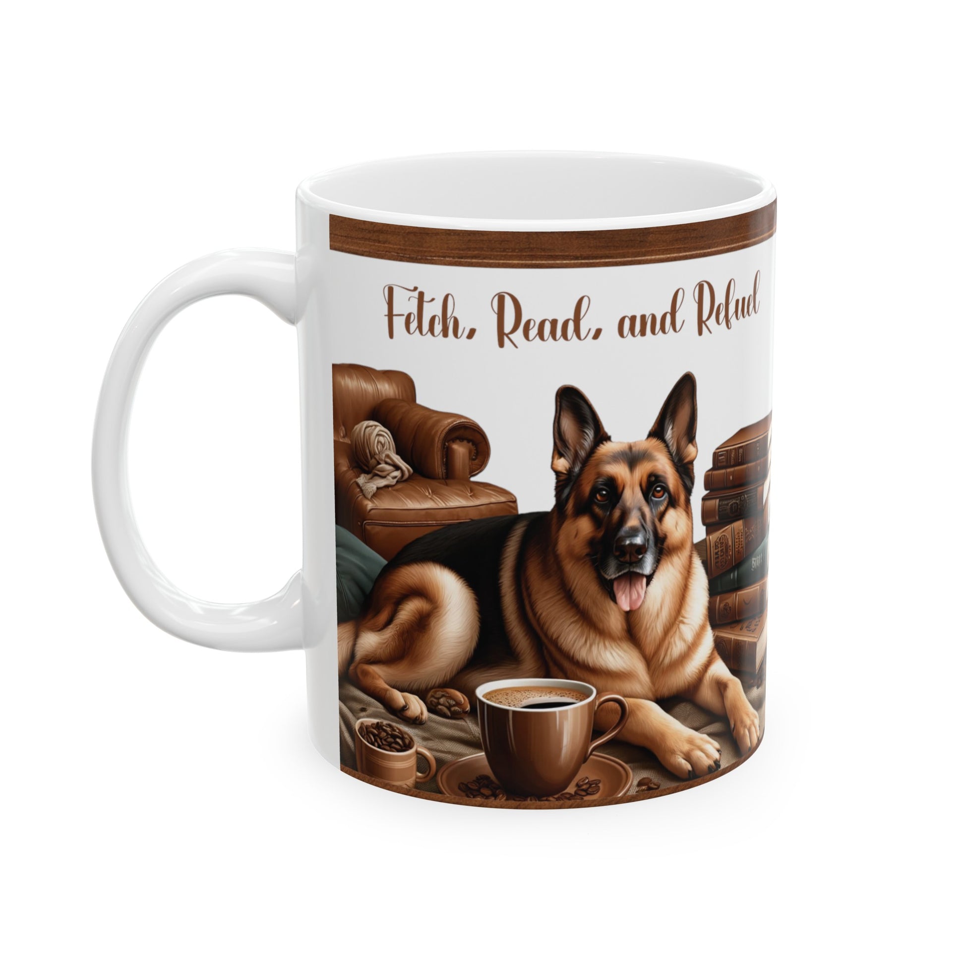 Fetch, Read, and Refuel Ceramic Coffee Mug Perfect for Dog Lovers and Book Enthusiasts | Available in 11 oz & 15 oz Ideal Gift for Cozy Coffee Moments - MRSBYVALLE