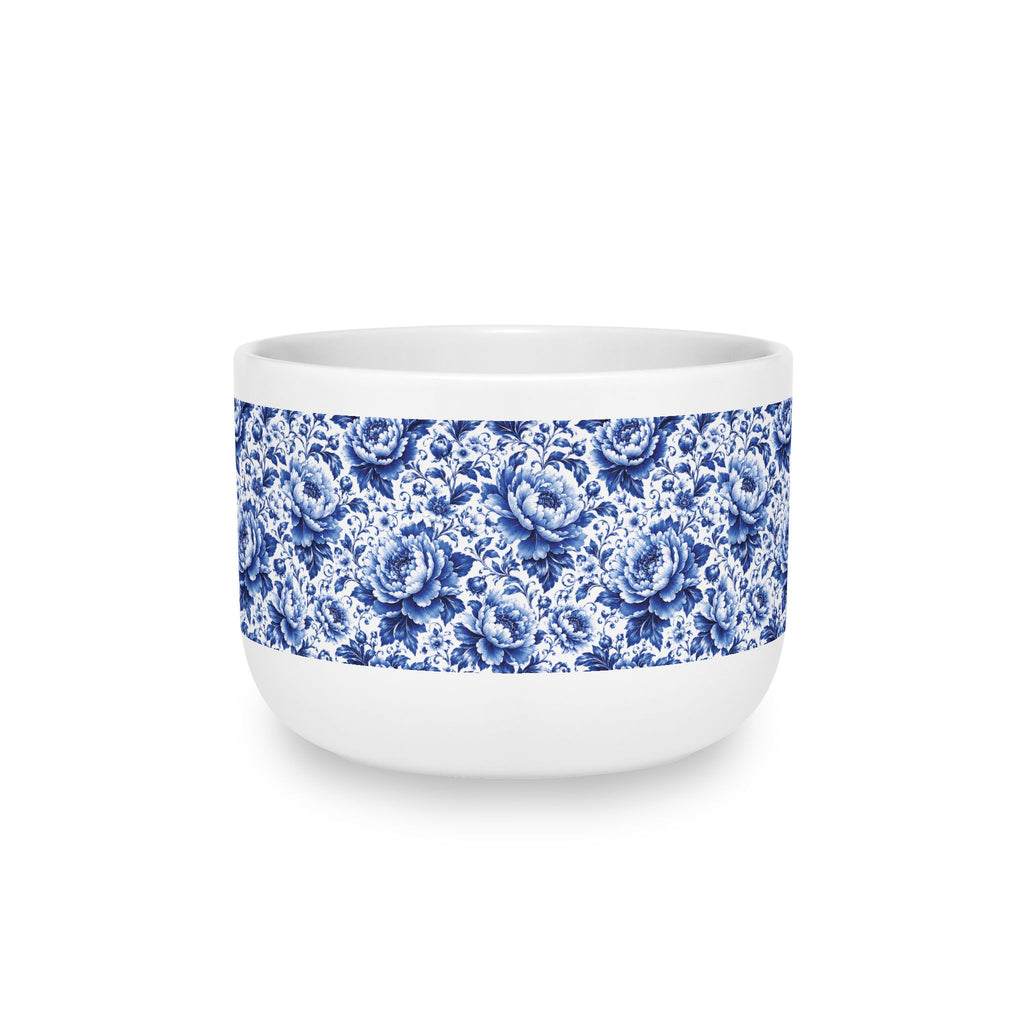 Blue & White Chinoiserie Peony 25 oz Ceramic Latte Mug | Elegant Floral Coffee Cup