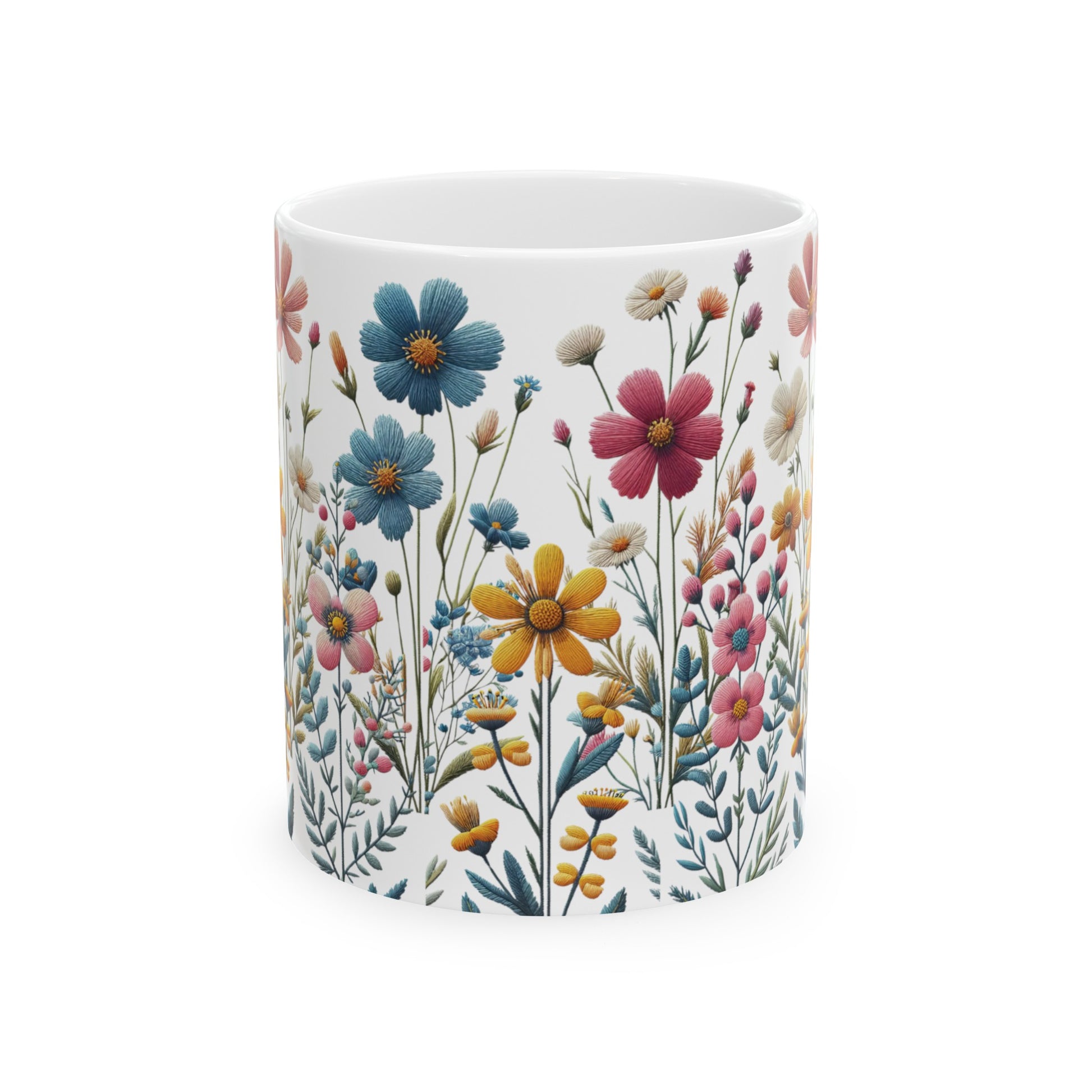 Boho Wildflower Coffee Ceramic Mugs – Perfect for Your Morning Brew | 11 oz & 15 oz Sizes Floral Mug for Tea, Cocoa, and More Unique Bohemian Design Gift for Nature Lovers - MRSBYVALLE