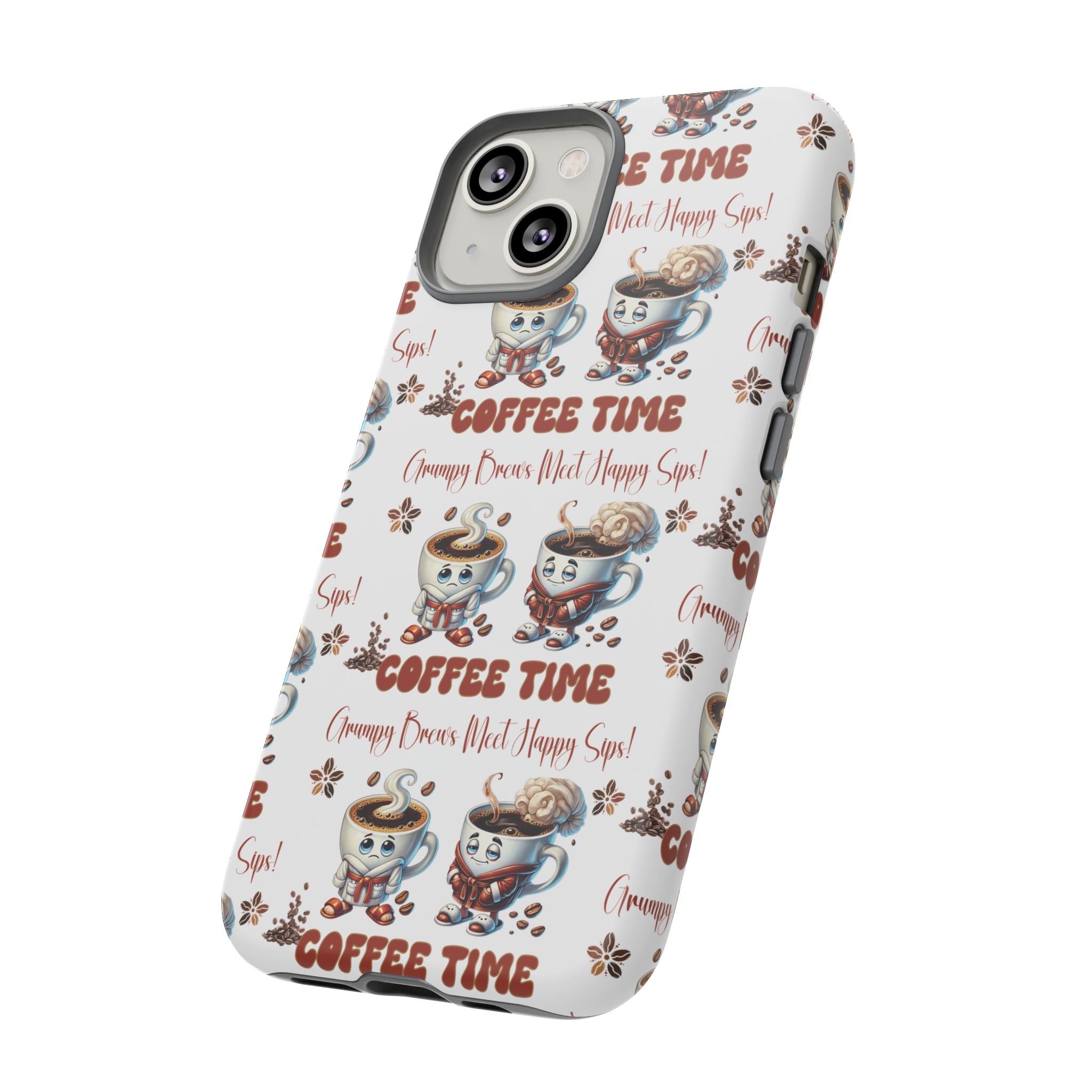 Grumpy Brews Meet Happy Sips Phone Case Compatible with iPhone, Samsung & Pixel | Fun, Durable Protection for Coffee Lovers | Unique Design, Shockproof & Scratch-Resistant Perfect for Coffee Lover - MRSBYVALLE