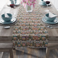 Vintage Christmas Village Table Runner Holiday Perfect Runner Village Scene Cottage