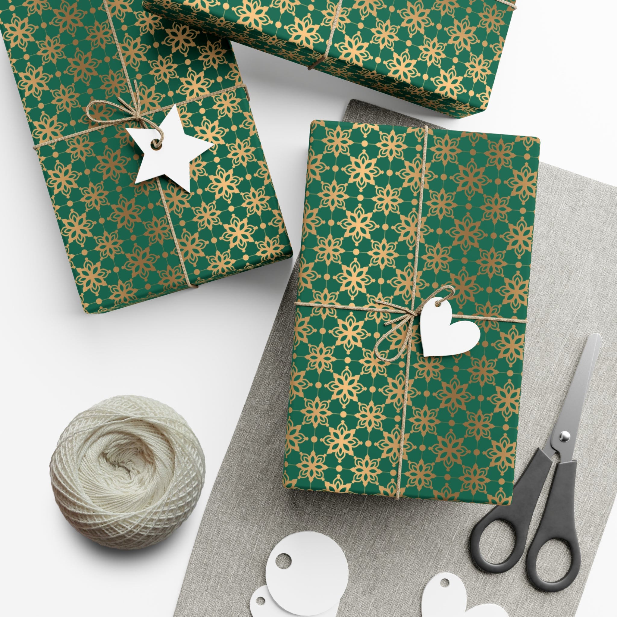 Elegant Luxuries Emerald Green Wrapping Paper with Gold Accents Perfect for Christmas Gifts, Weddings, & Special Occasions – Premium Quality Gift Wrap for Luxurious Presentation - MRSBYVALLE