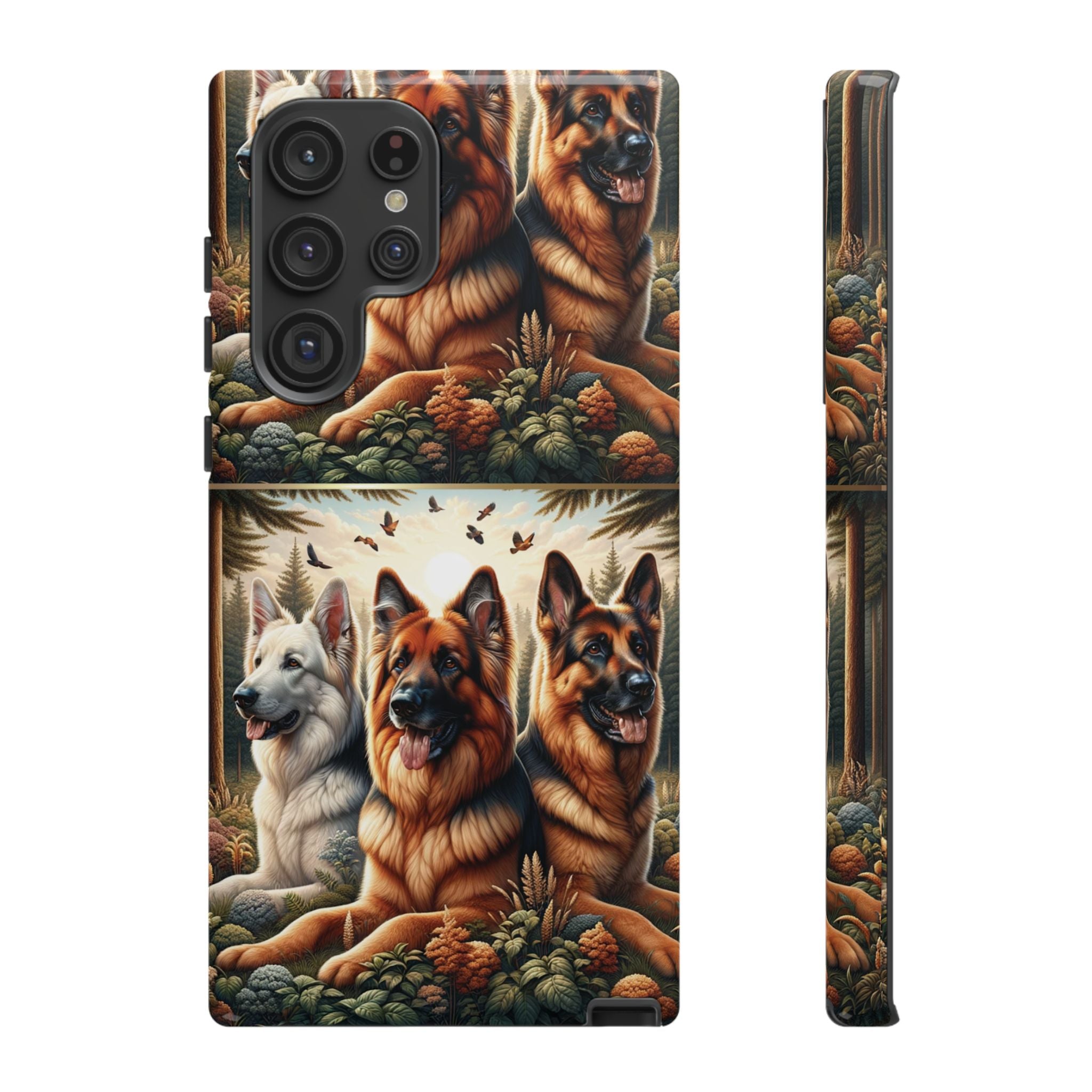German Shepherd Phone Tough Case Floral Elegant Durable Dog Lover Devices iPhone 15, Samsung iPhone Samsung Accessory Gift for Her