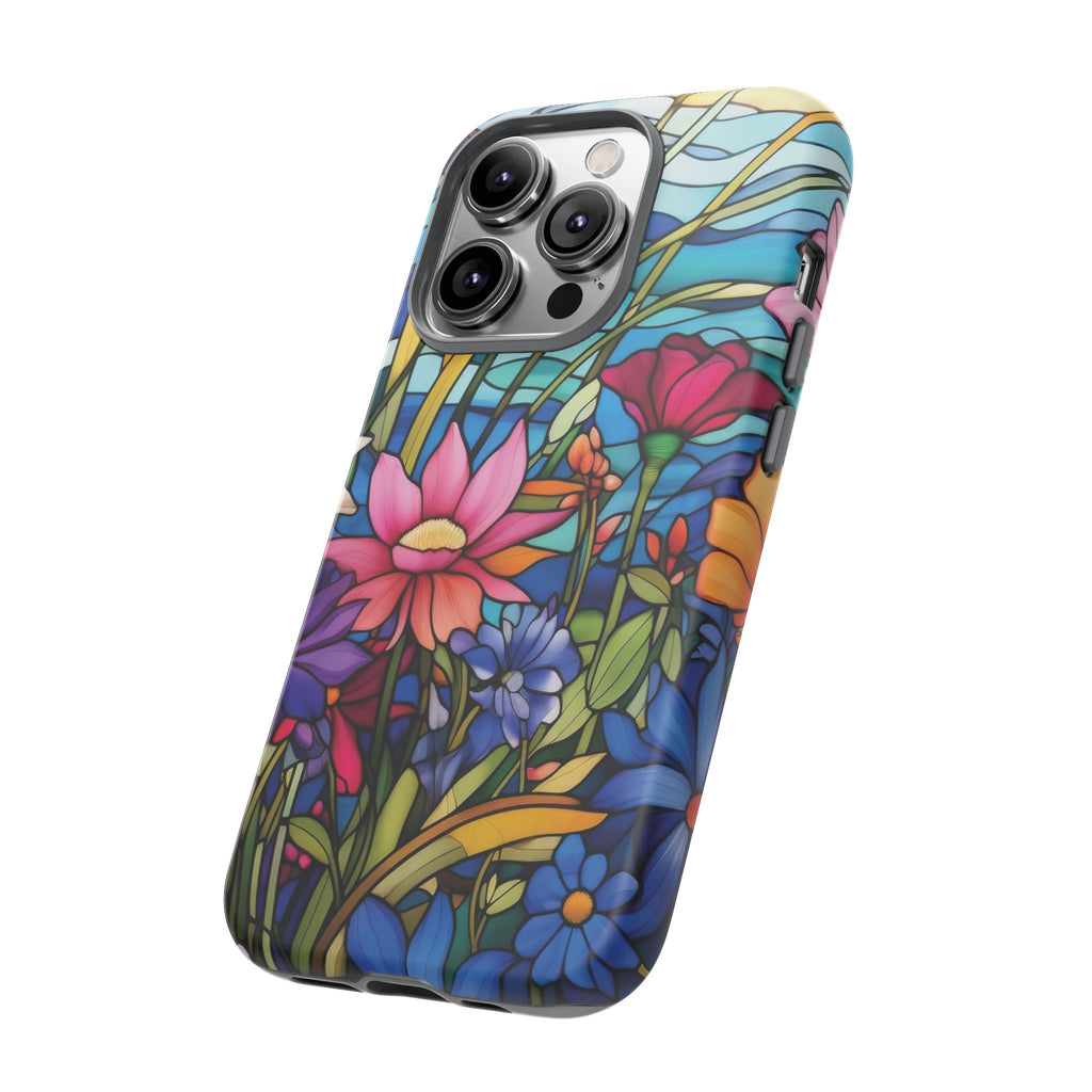Wildflowers Stain Glass Illusion Phone Case Unique Holiday Protection for Your Device | Stylish & Durable Cover Gift for Her Phone 15, Samsung iPhone Samsung Accessory Gift for Her