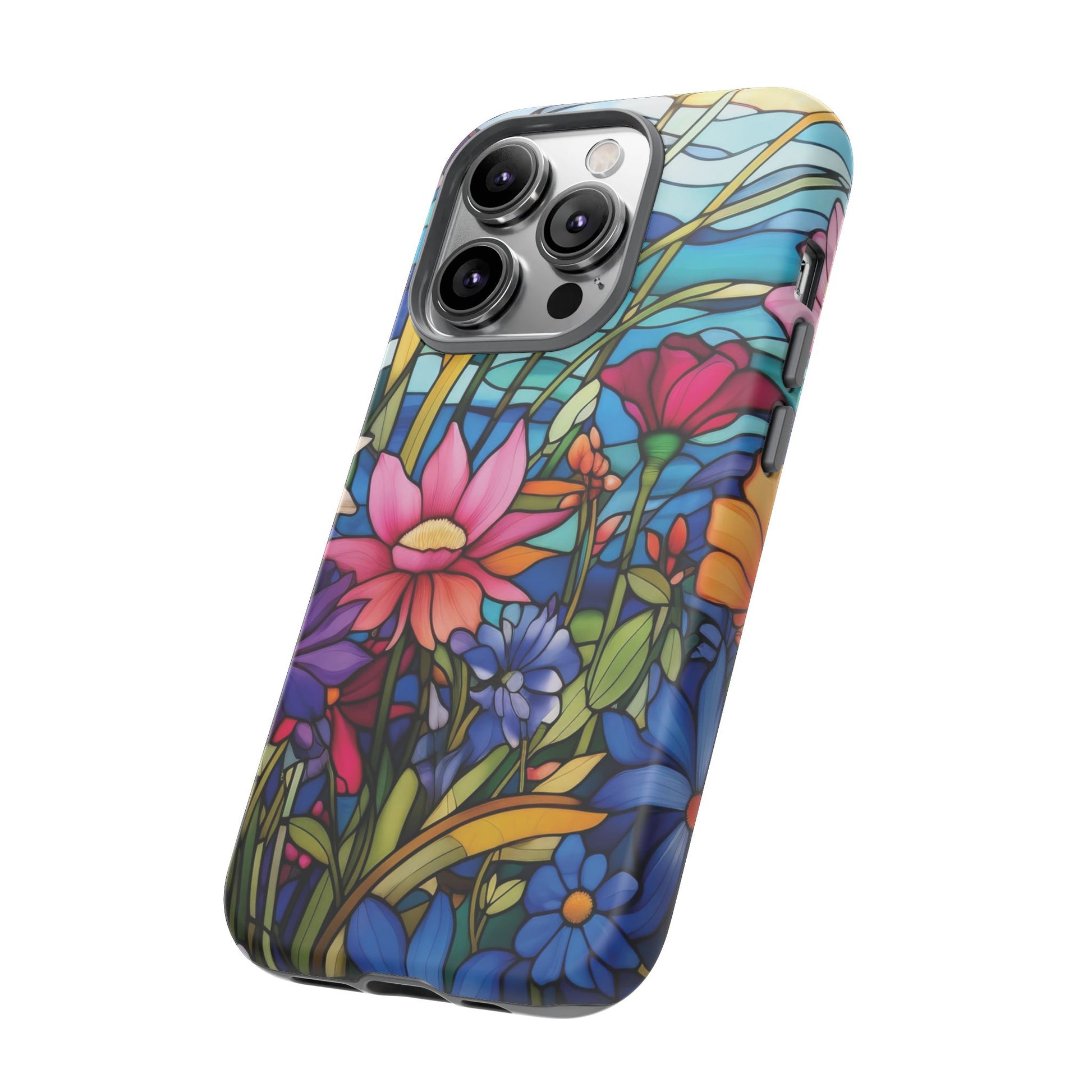 Wildflowers Stain Glass Illusion Phone Case Unique Holiday Protection for Your Device | Stylish & Durable Cover Gift for Her Phone 15, Samsung iPhone Samsung Accessory Gift for Her