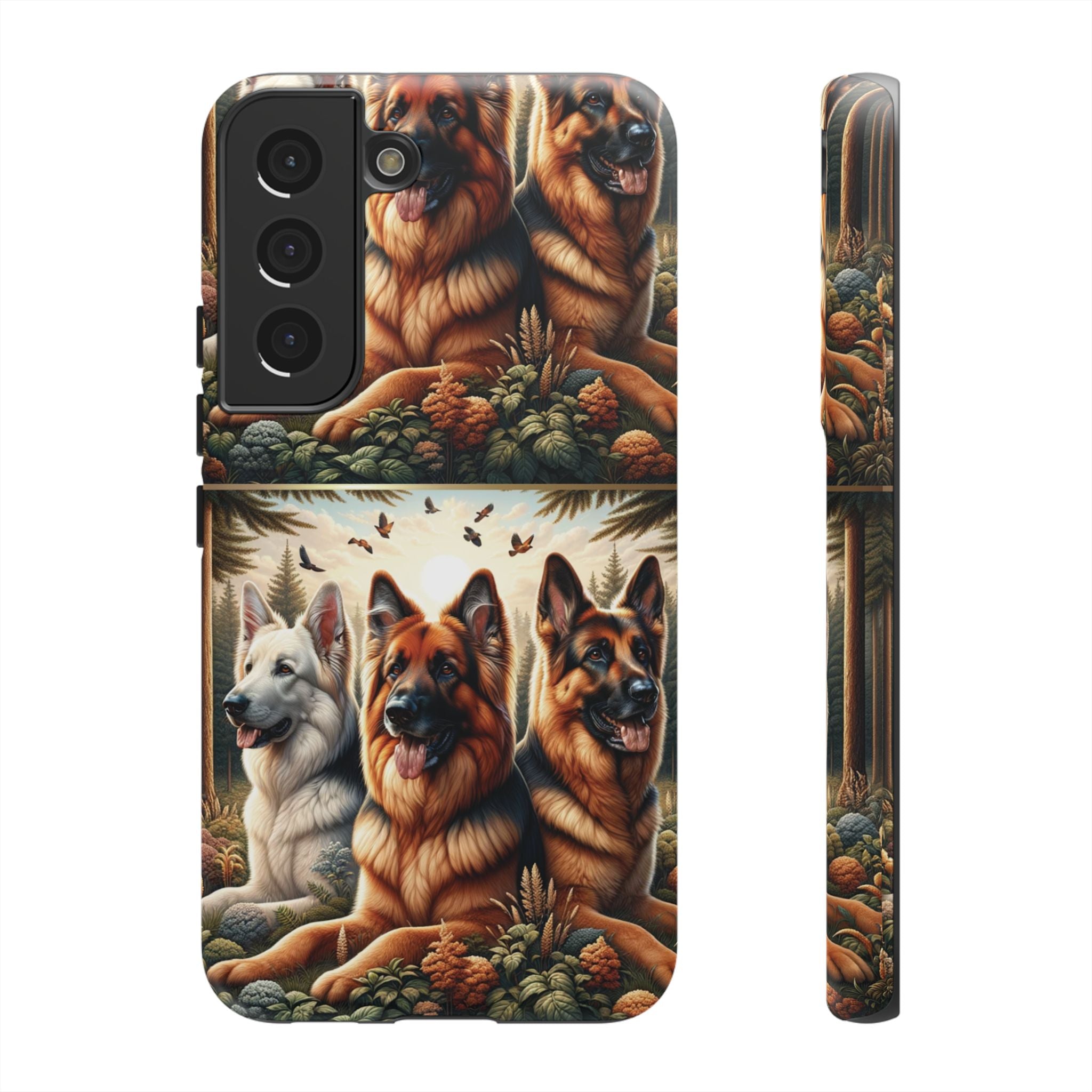 German Shepherd Phone Tough Case Floral Elegant Durable Dog Lover Devices iPhone 15, Samsung iPhone Samsung Accessory Gift for Her