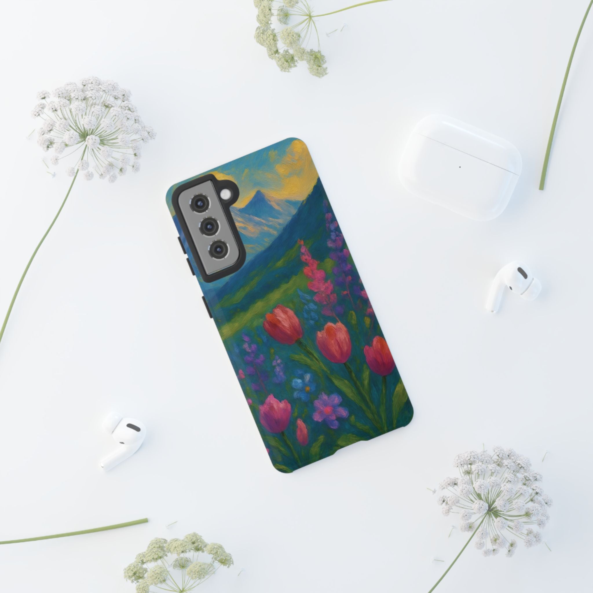 Mountains Wildflowers Phone Case | Vibrant Botanical Floral Design | Nature-Inspired Protective Cover for iPhone & Samsung | Trendy Aesthetic Gift Idea