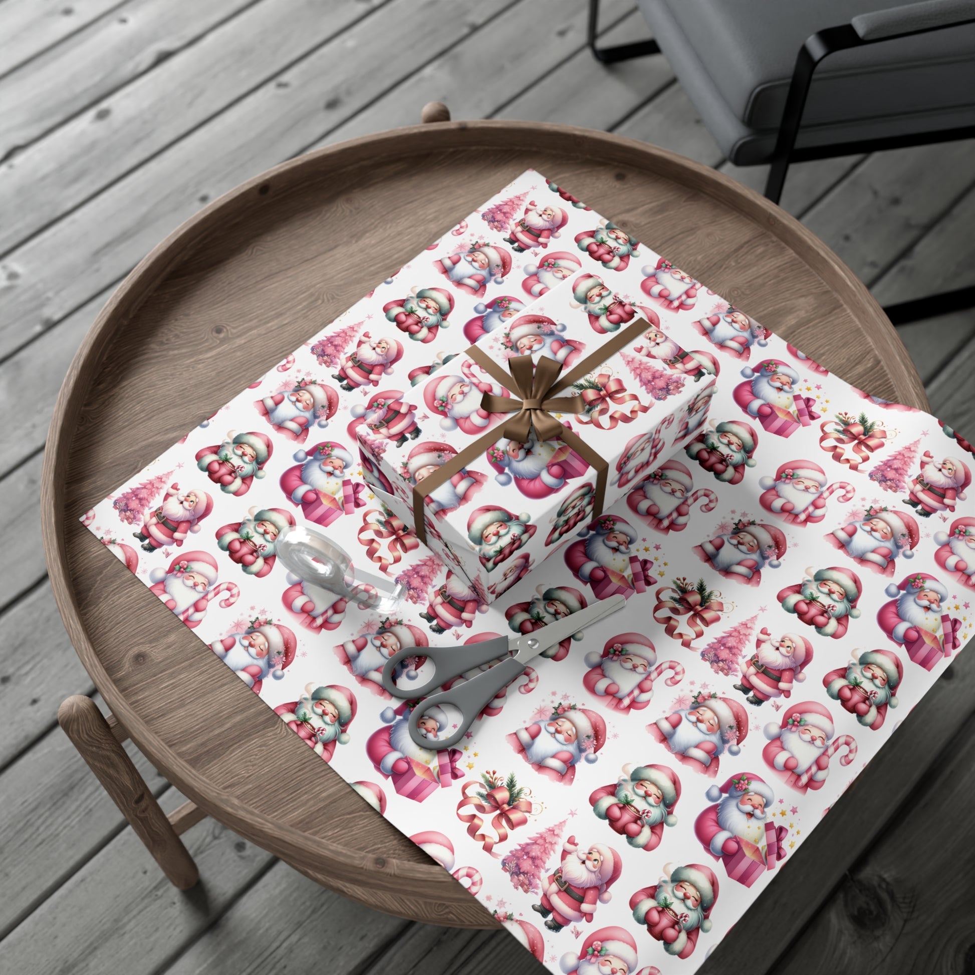 Pink Gift Wrap Papers, Christmas Santa Holiday Wrapping Pink Vintage Gift Packaging, Xmas Party Supplies, Decorative Present Wrap for Mom Premium Quality - MRSBYVALLE