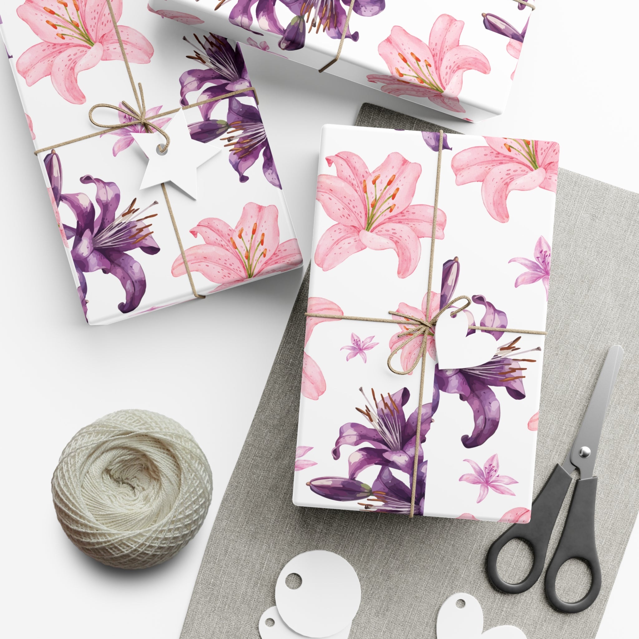 Blooming Tiger Lily Pink and white Wrapping Paper | Cozy Holiday Gift Wrap | Perfect for Christmas Presents, Wedding Celebrations, and Winter Wonderland Themes Christmas - MRSBYVALLE