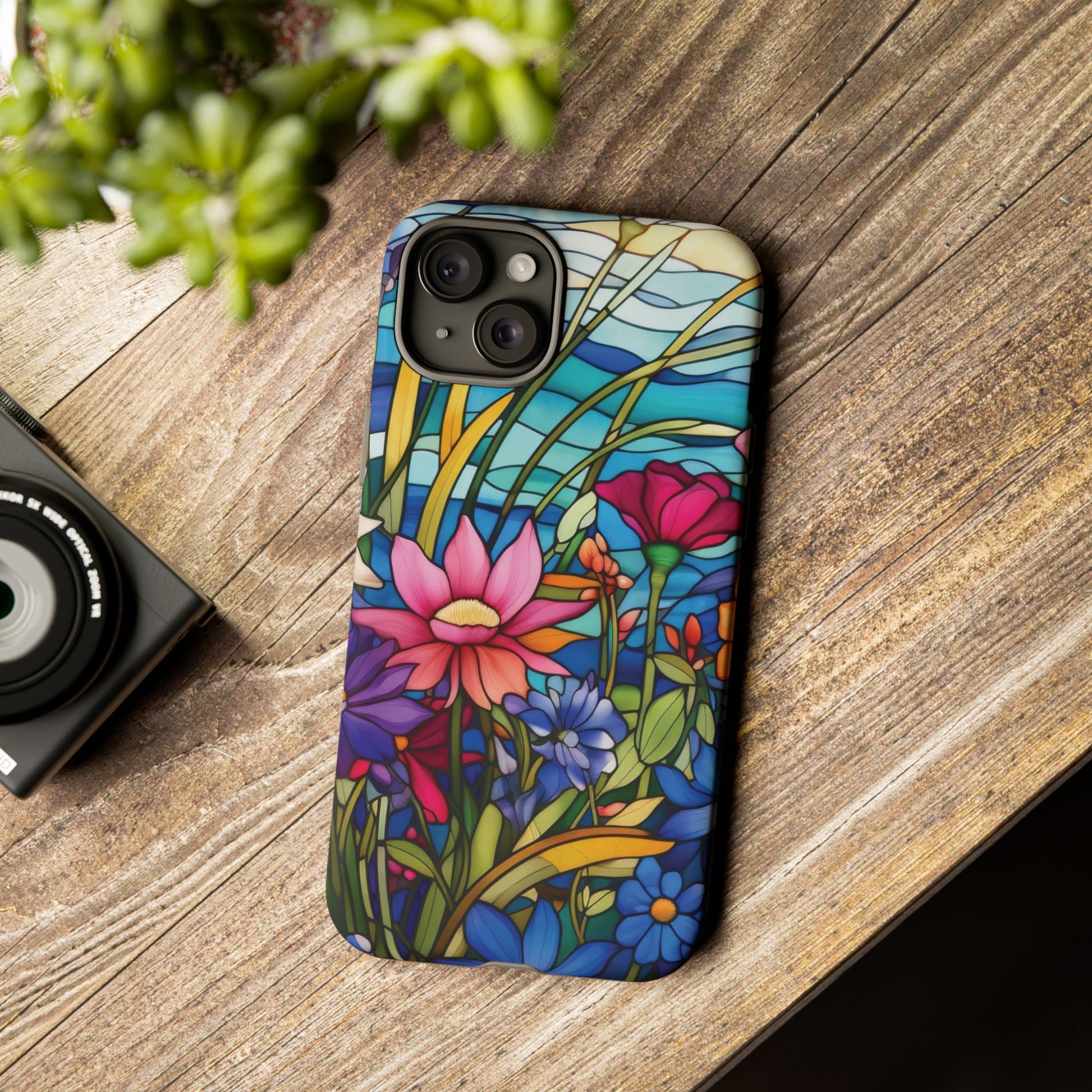 Wildflowers Stain Glass Illusion Phone Case Unique Holiday Protection for Your Device | Stylish & Durable Cover Gift for Her Phone 15, Samsung iPhone Samsung Accessory Gift for Her