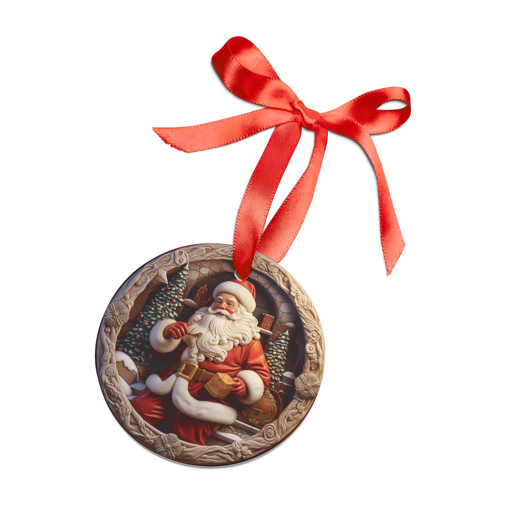 3D Illusion Christmas Santa Claus Acrylic Ornament with Ribbon Festive and Unique Holiday Decoration Durable Holiday Keepsake | Ideal for Tree Trimming and Gift Giving - MRSBYVALLE
