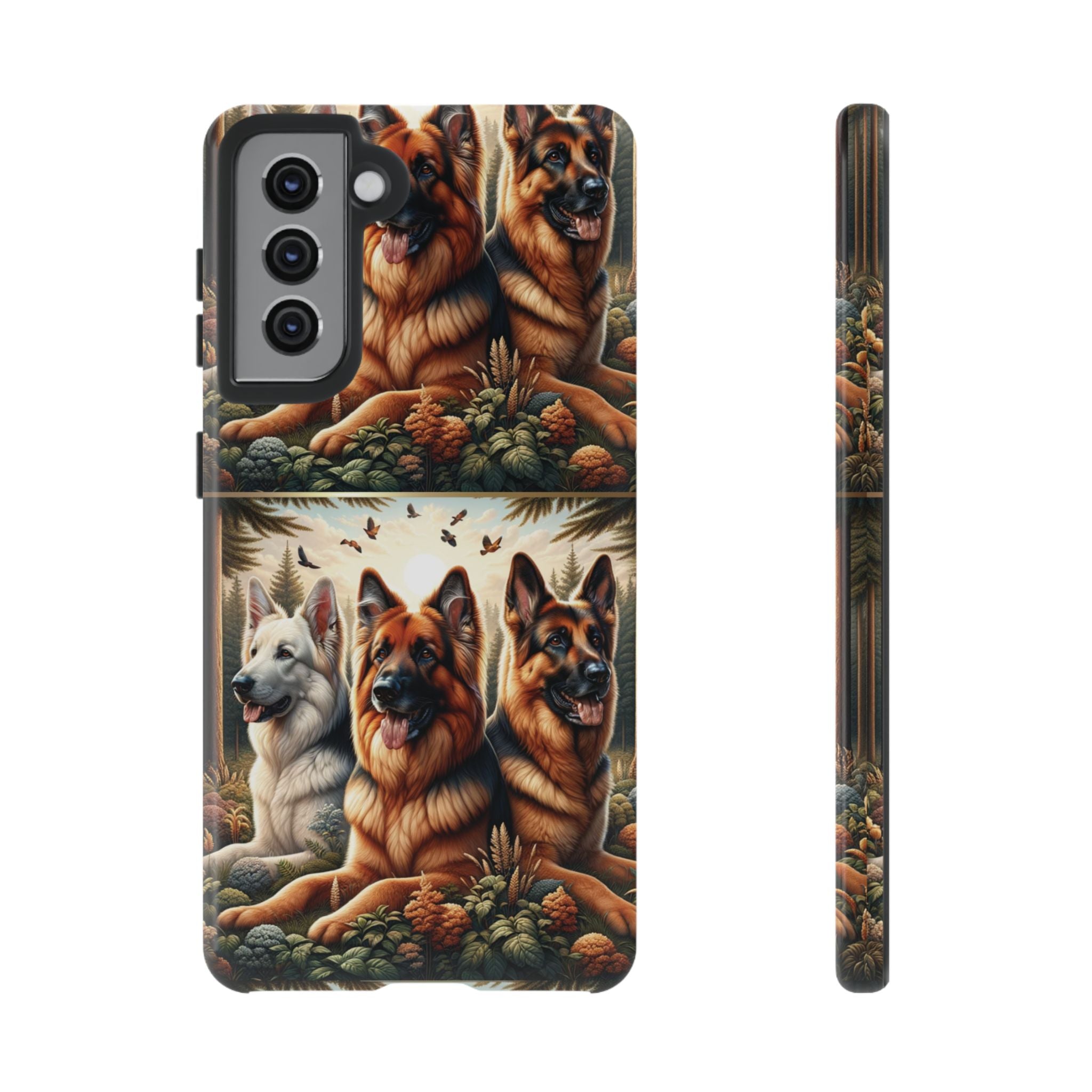German Shepherd Phone Tough Case Floral Elegant Durable Dog Lover Devices iPhone 15, Samsung iPhone Samsung Accessory Gift for Her