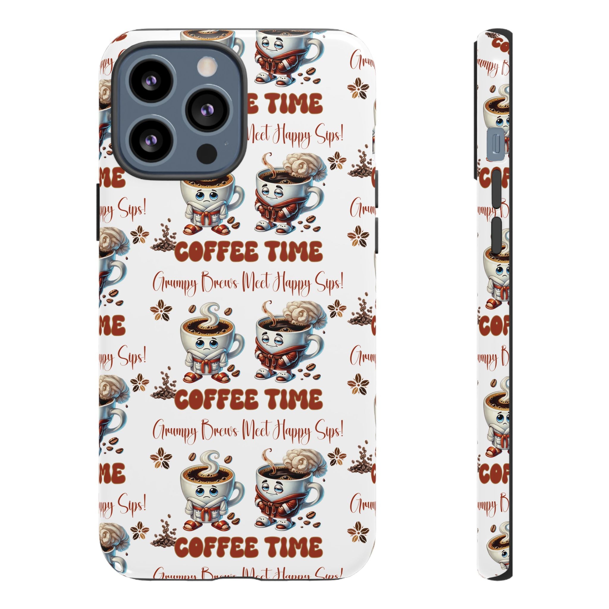 Grumpy Brews Meet Happy Sips Phone Case Compatible with iPhone, Samsung & Pixel | Fun, Durable Protection for Coffee Lovers | Unique Design, Shockproof & Scratch-Resistant Perfect for Coffee Lover - MRSBYVALLE