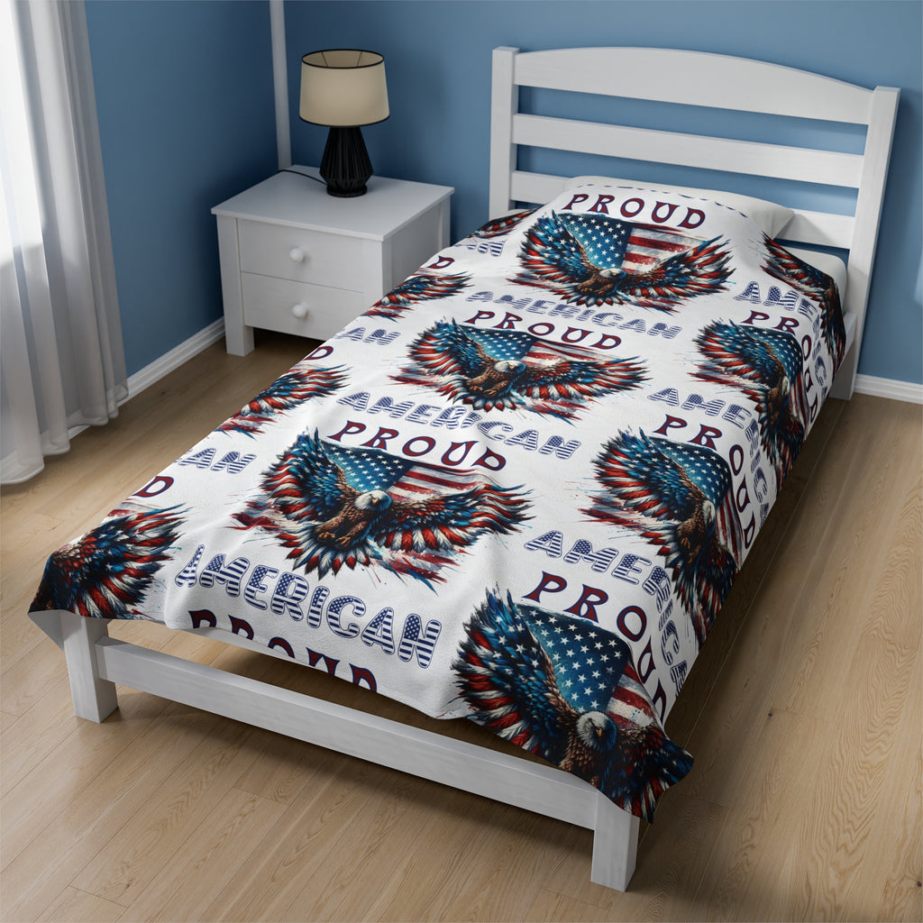 Patriotic American Flag and Eagle Velveteen Plush Blanket Cozy Up with Stunning USA Symbol! Perfect for Living Rooms, Bedrooms, and Proud Americans Housewarming, Dad's Gift for Birthday - MRSBYVALLE