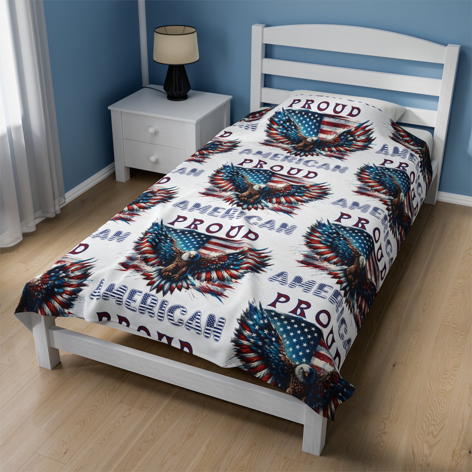 Patriotic American Flag and Eagle Velveteen Plush Blanket Cozy Up with Stunning USA Symbol! Perfect for Living Rooms, Bedrooms, and Proud Americans Housewarming, Dad's Gift for Birthday - MRSBYVALLE