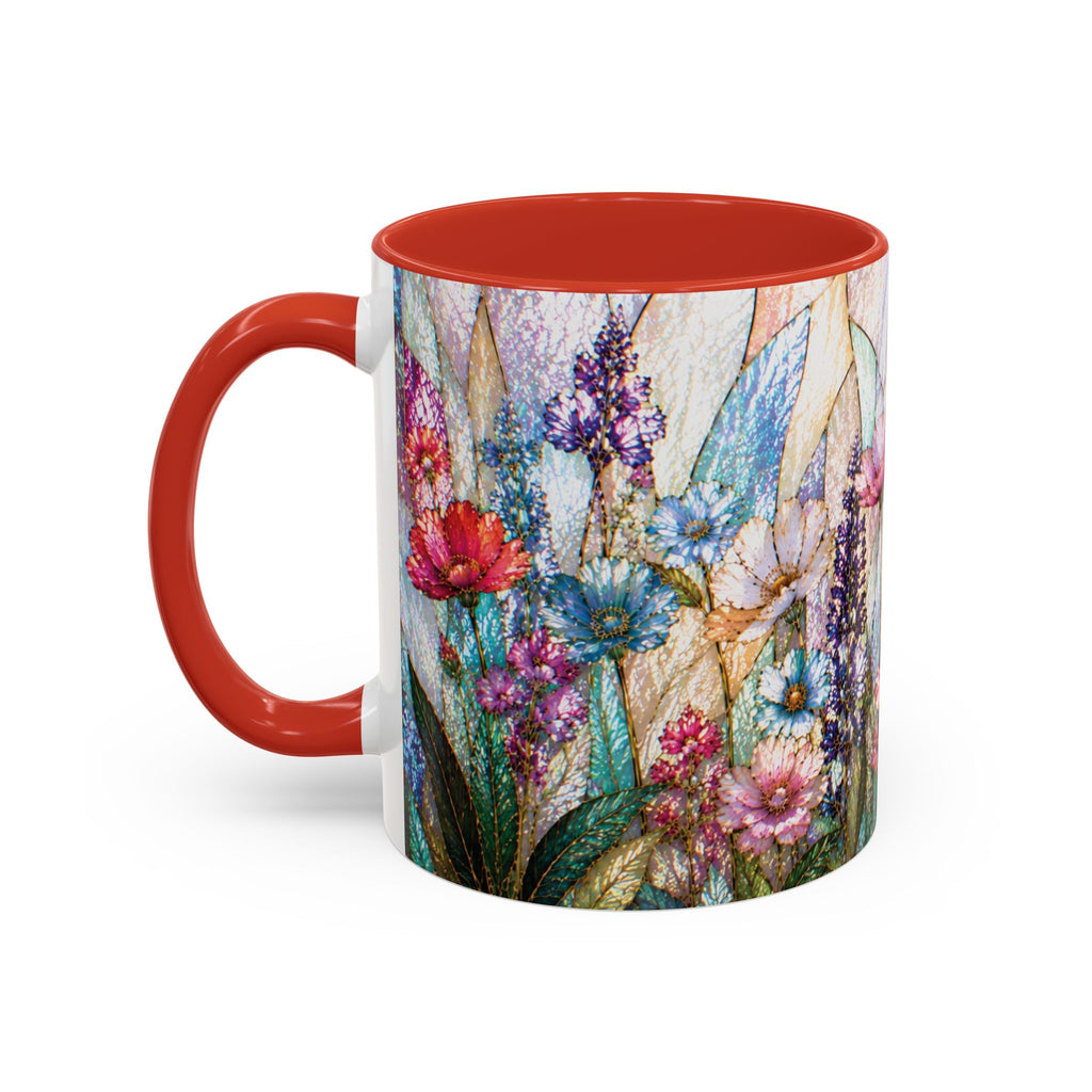 Wildflower Watercolor Coffee Mug Vibrant Wildflower Accent 11/15oz Stain Glass Illusion