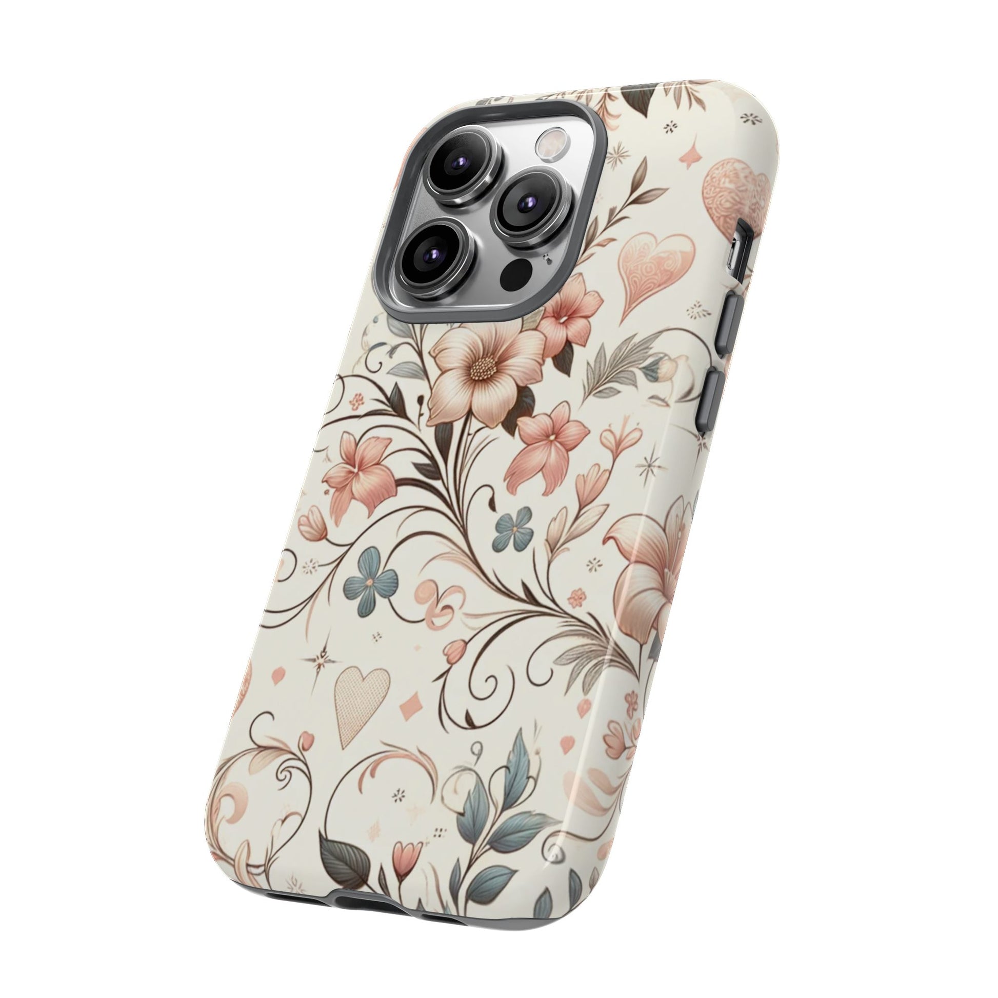 Floral Design Luxury Phone Tough Case Floral Elegant Durable Stylish for Modern Devices iPhone 17, 16 15, Samsung iPhone Samsung Accessory Gift for Her