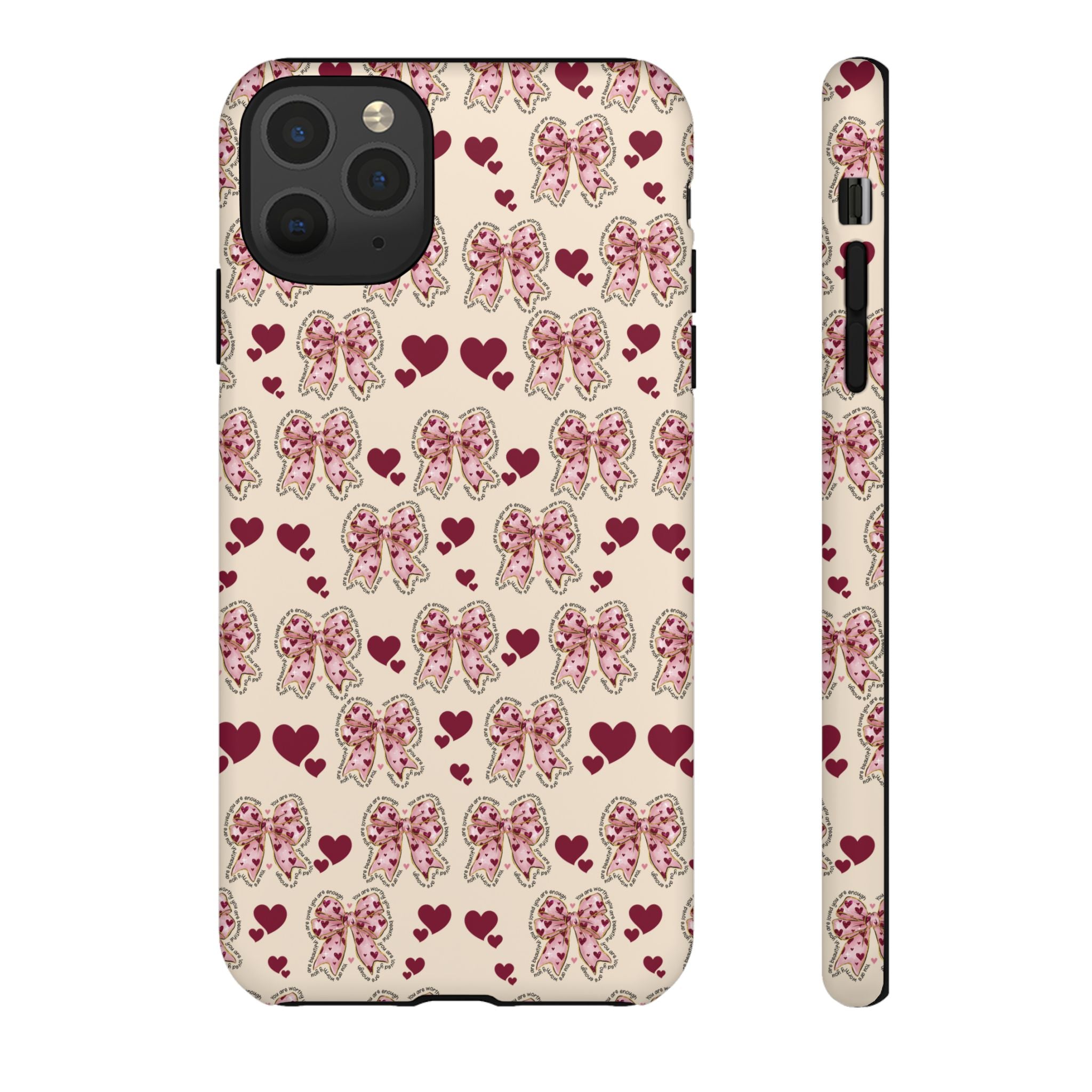 Charming Hearts & Pink Bows Phone Case Stylish & Durable Protection for Your Device | Scratch-Resistant, Slim Fit, and Lightweight Design for Everyday Use for iPhone & Android | Fresh Nature-Inspired Design!