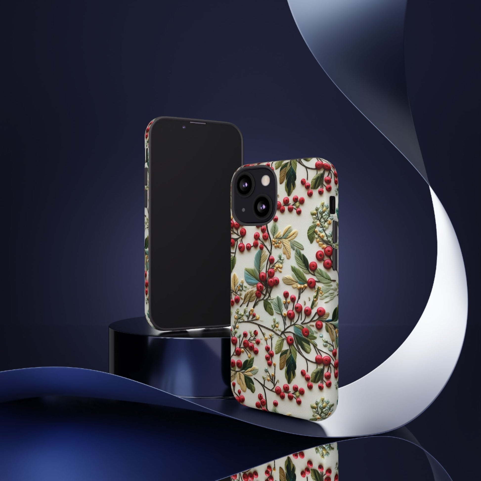 Holly Christmas Wildflowers Boho Chic Design Phone Case - Stylish, Protective Cover for All Models Gift for Mom Accessory Gift for Her