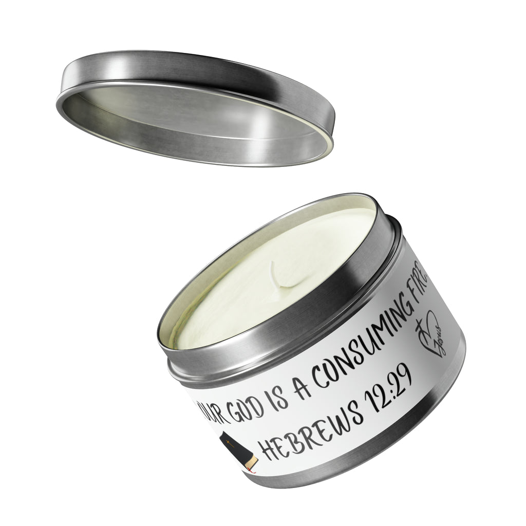New House Sacred Light Divine Verse Tin Candles Embrace Peace with 4oz/8oz Coconut Soy Wax, Hand-Poured in USA. Lead-Free Wick, 20-40hr Burn. Evergreen, Vanilla, More. Spiritual Ambiance Awaits. Grace.
