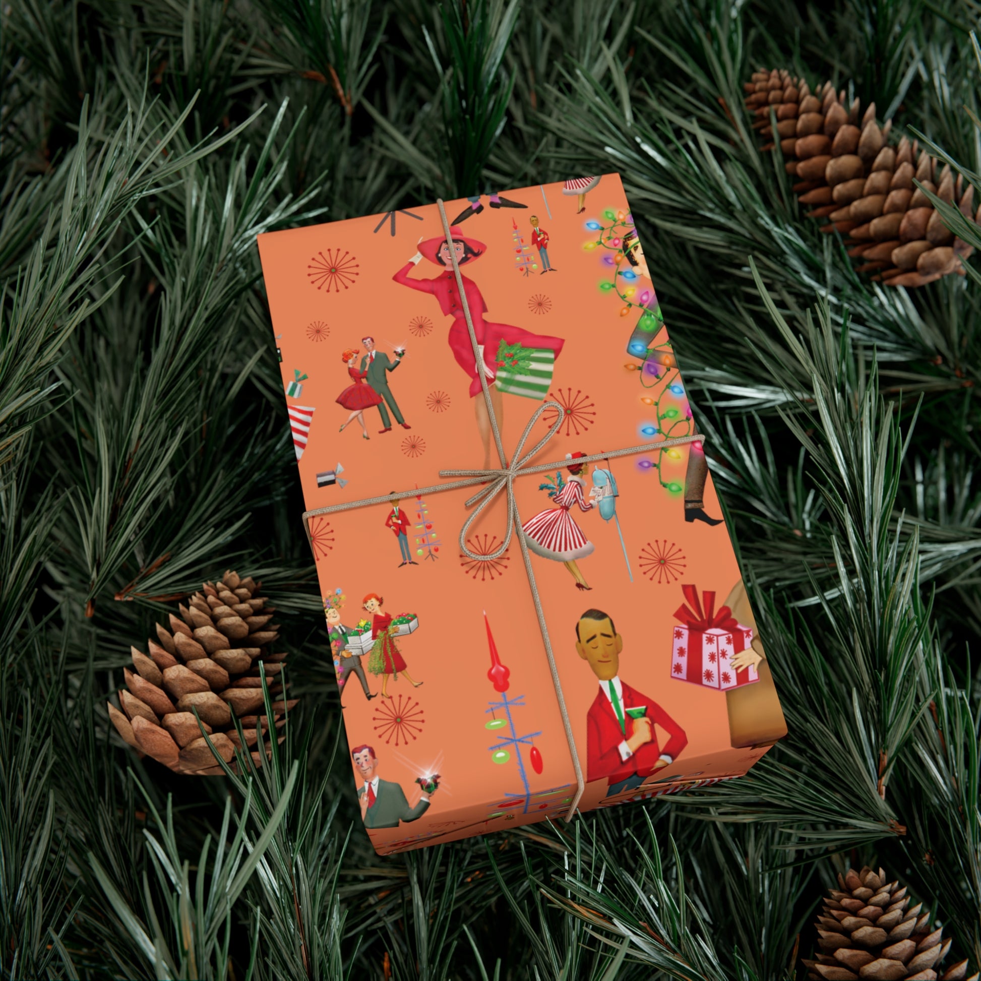 Christmas Vintage 50s Retro Wrapping Paper | Classic Holiday Designs | Nostalgic Gift Wrap | Mid-Century Holiday Patterns | Unique Retro Christmas Decorations | Festive Retro Style Christmas - MRSBYVALLE
