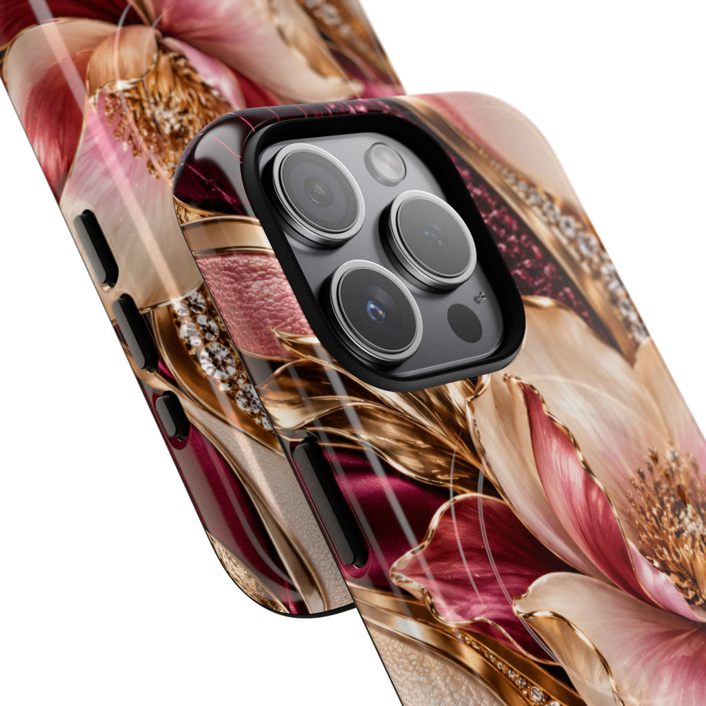 Magnetic Tough Phone Case — Vintage Rose Floral Armor