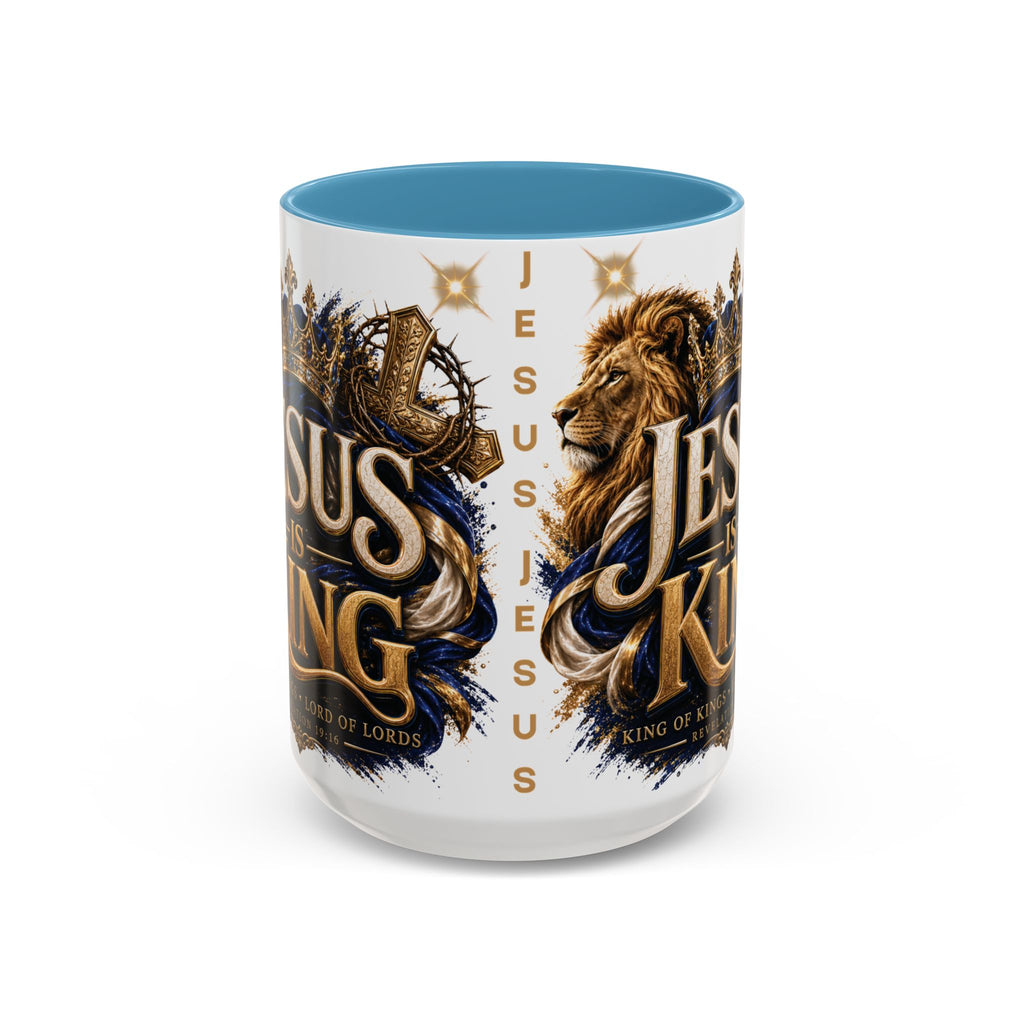 Jesus Is King Coffee Mug Christian Faith Accent Mug (11/15oz) Gift for Dad Mom