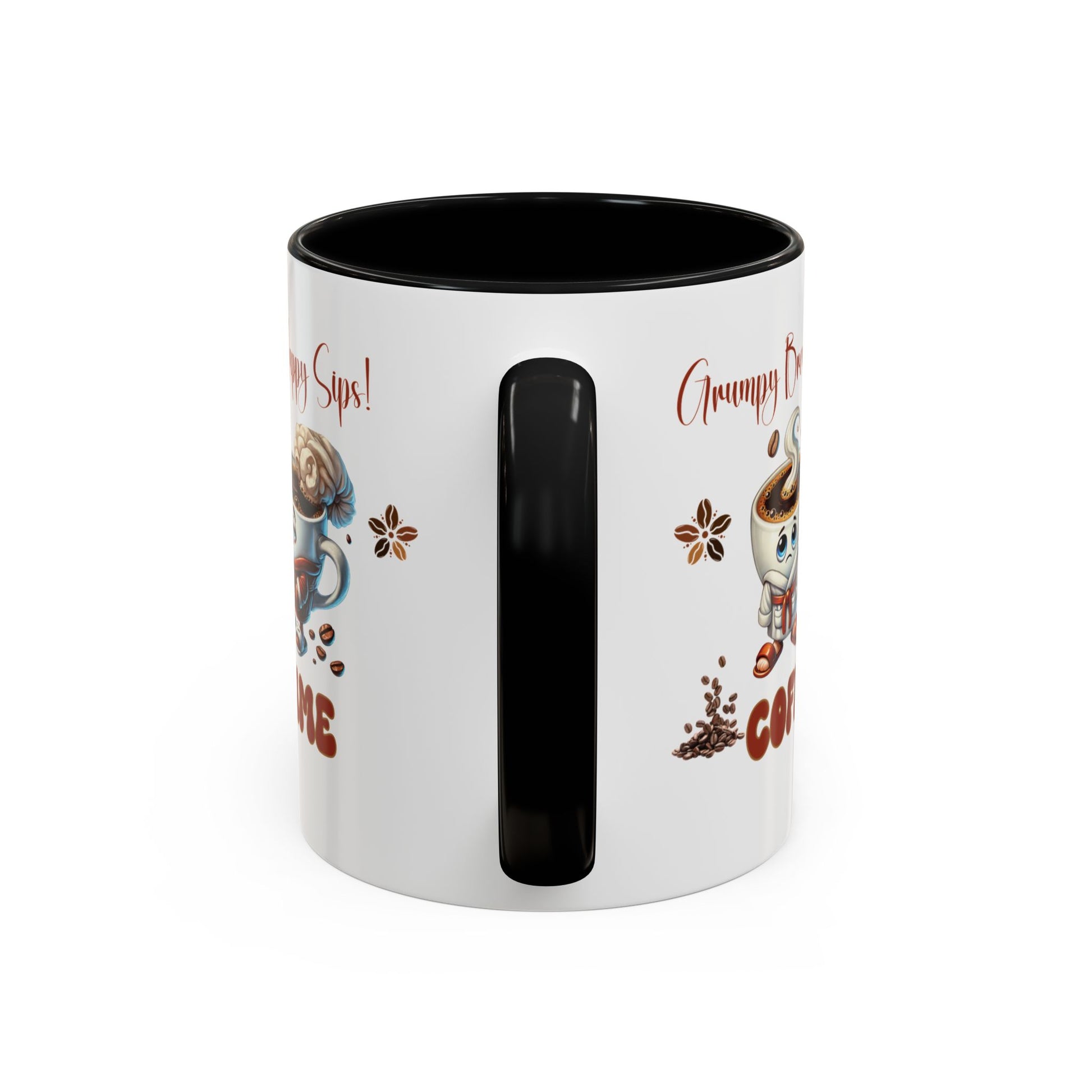Grumpy Brews Meet Happy Sips Ceramic Mug - Funny Coffee Cup, Cute Tea Mug, Sarcastic Drinkware, Unique Gift, Kitchen Decor Accent Coffee Mug (11, 15oz) - MRSBYVALLE
