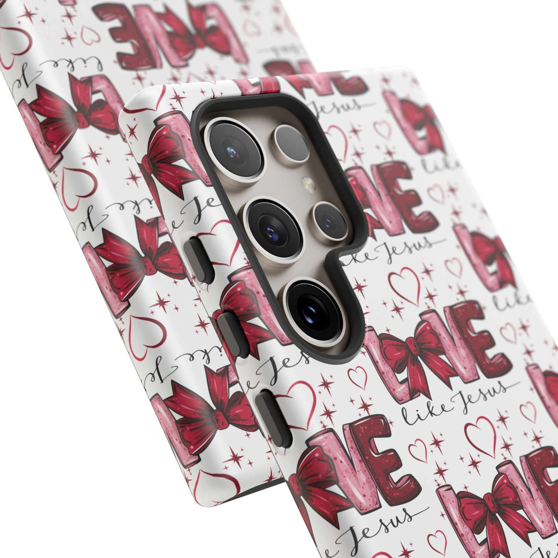 Love Like Jesus Red Bows and Hearts—Tough, Faithful Phone Cases & Religious iPhone Accessories: Protect Your Device & Show Your Faith