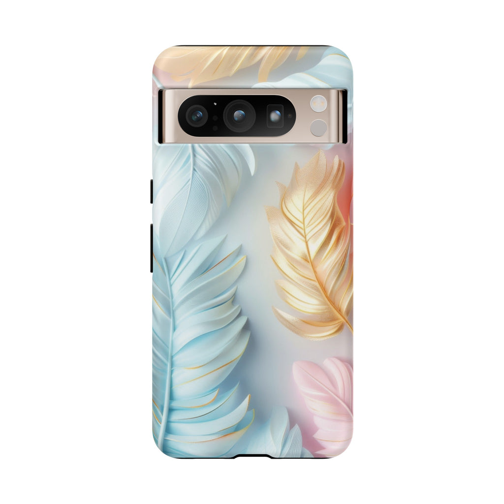 Pastel Feathers Protective Phone Case Gift for Her Phone 15, Samsung iPhone Samsung Gift for Her Case iPhone 15, Samsung iPhone Samsung Accessory Gift for Her