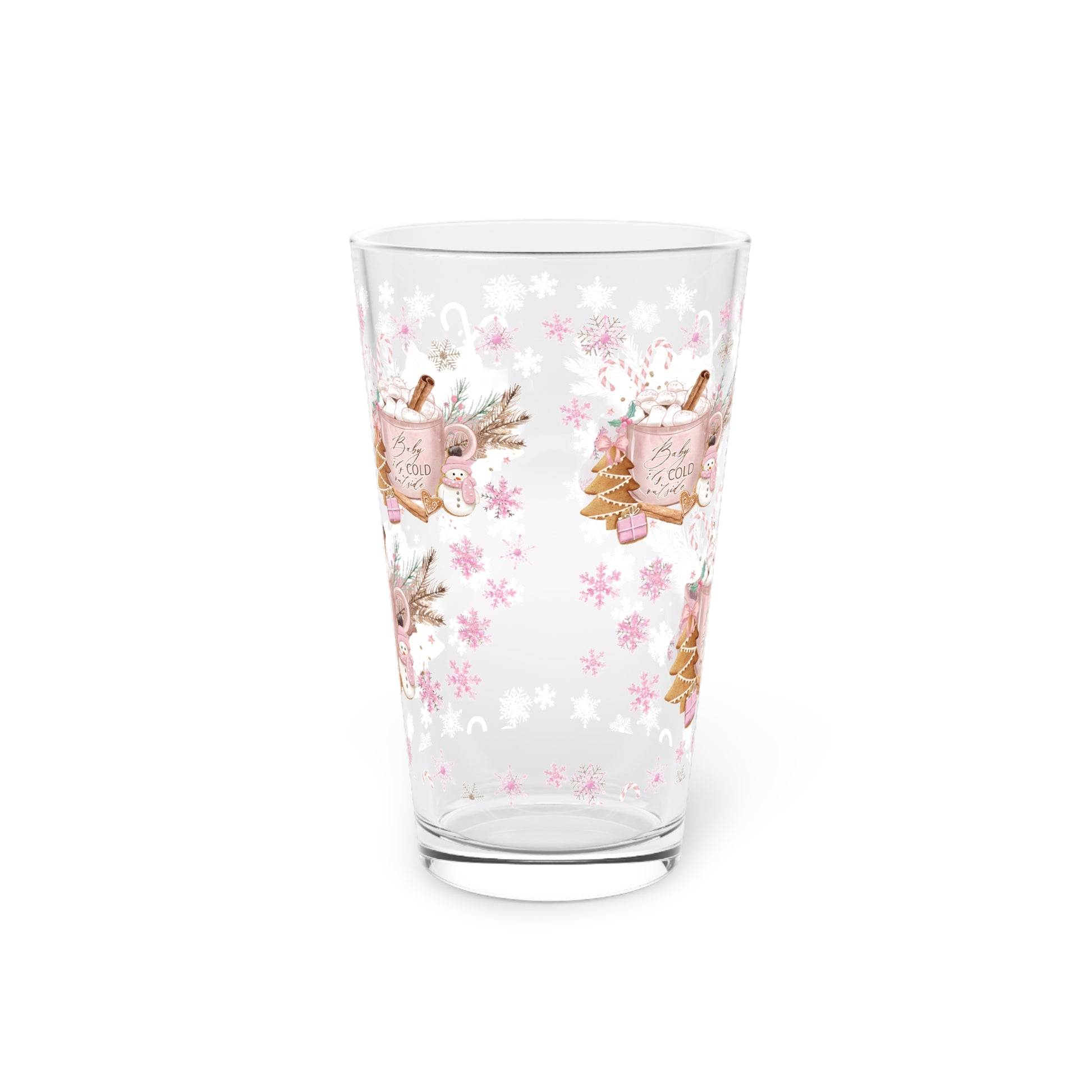 Baby it's Cold Outside Pint Glass Retro Christmas Design | Unique Holiday Drinkware | Perfect Gifts & Decorations |Ideal Gift for Christmas Celebrations Elegance Durable, Glassware Perfect for Parties - MRSBYVALLE