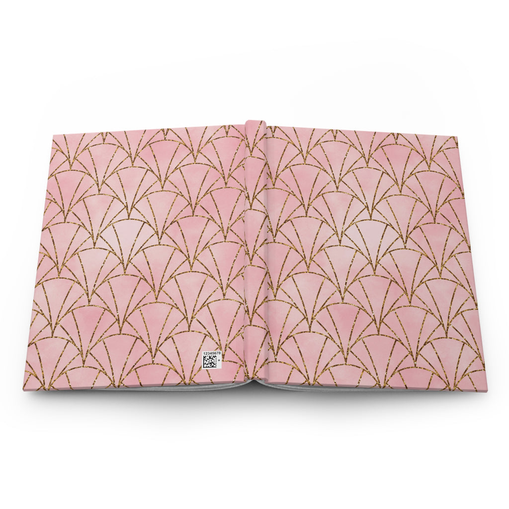 Art Deco Pink and Gold Hardcover Journal — Imperial Geometric Executive Notebook