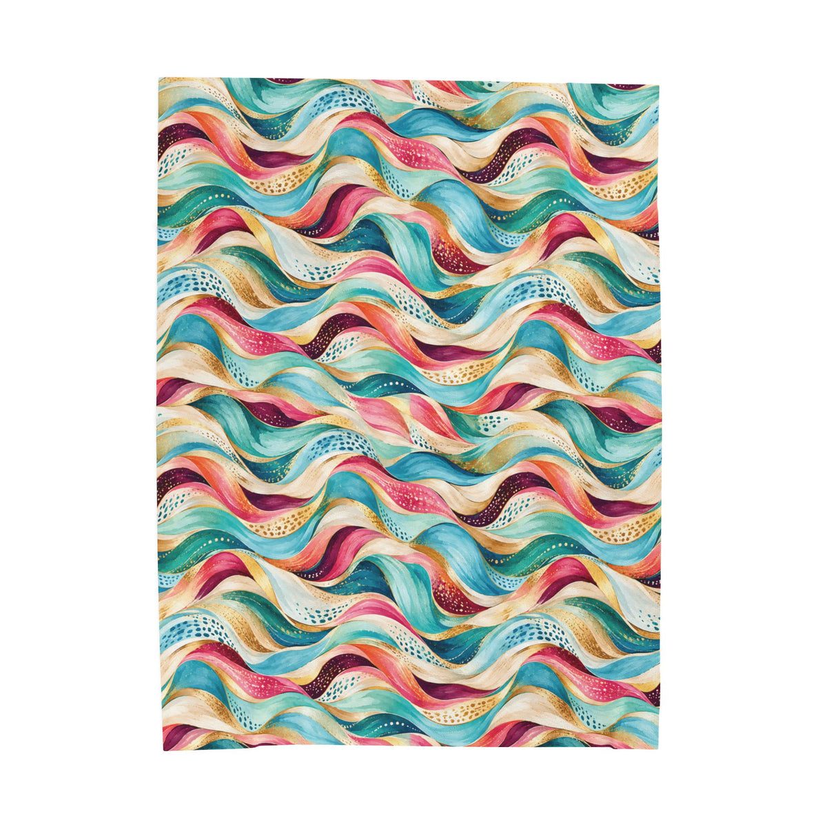 Abstract Rainbow Wave Velveteen Throw Blanket