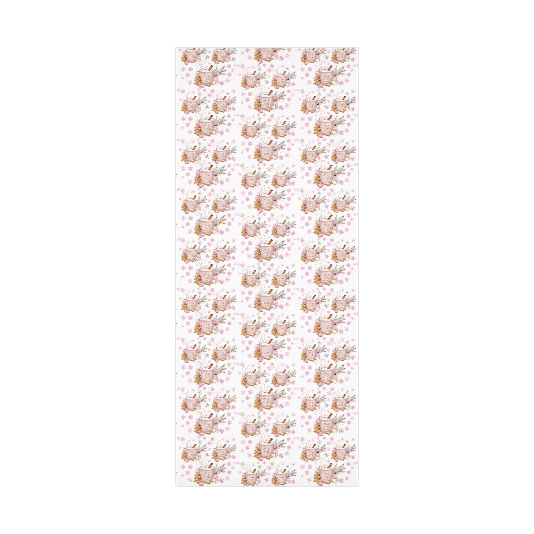 Baby it's Cold Outside Pink and White Wrapping Paper - Festive Holiday Design, Premium Quality, 100% Recyclable, Perfect for Christmas Gifts and Special Occasions - MRSBYVALLE