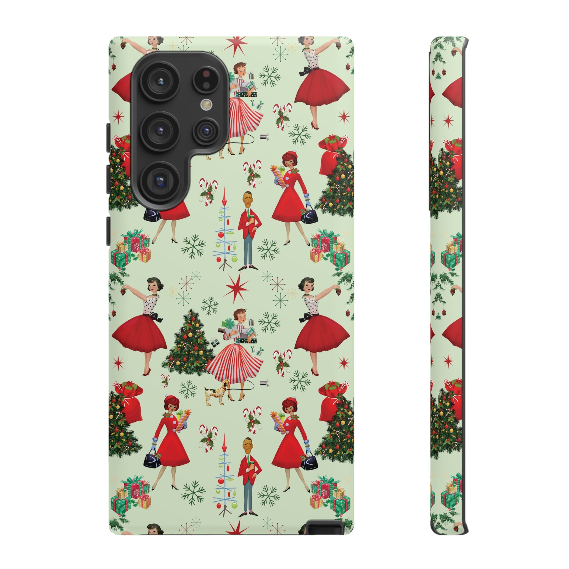 1950s Vintage Phone Case - Retro Christmas Design | Unique Holiday Protection for Your Device | Stylish & Durable Cover Gift for Her Phone 15, Samsung iPhone Samsung Accessory Gift for Her