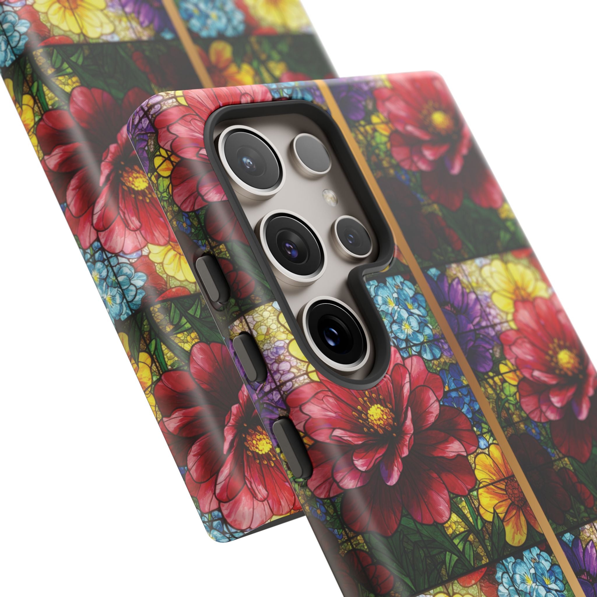 Stained Glass Illusion Floral Phone Case  3D Colorful Flower Design, Protective Christian Gift, Fits iPhone, Samsung, Google Pixel