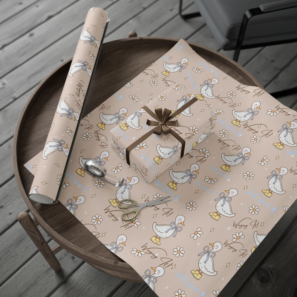 Papiers Cadeaux, Papier Cadeau Motif Oie Rigolote, Jolies Feuilles d'Emballage, Emballage Cadeau Amusant, Papier Cadeau Original, Emballage Cadeau Fantaisiste