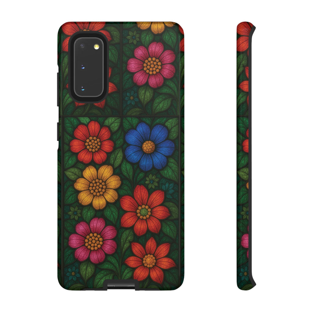 Coque de téléphone effet vitrail floral lumineux Art abstrait coloré, Étui de protection esthétique pour iPhone, Samsung et Google, Idée cadeau unique pour maman