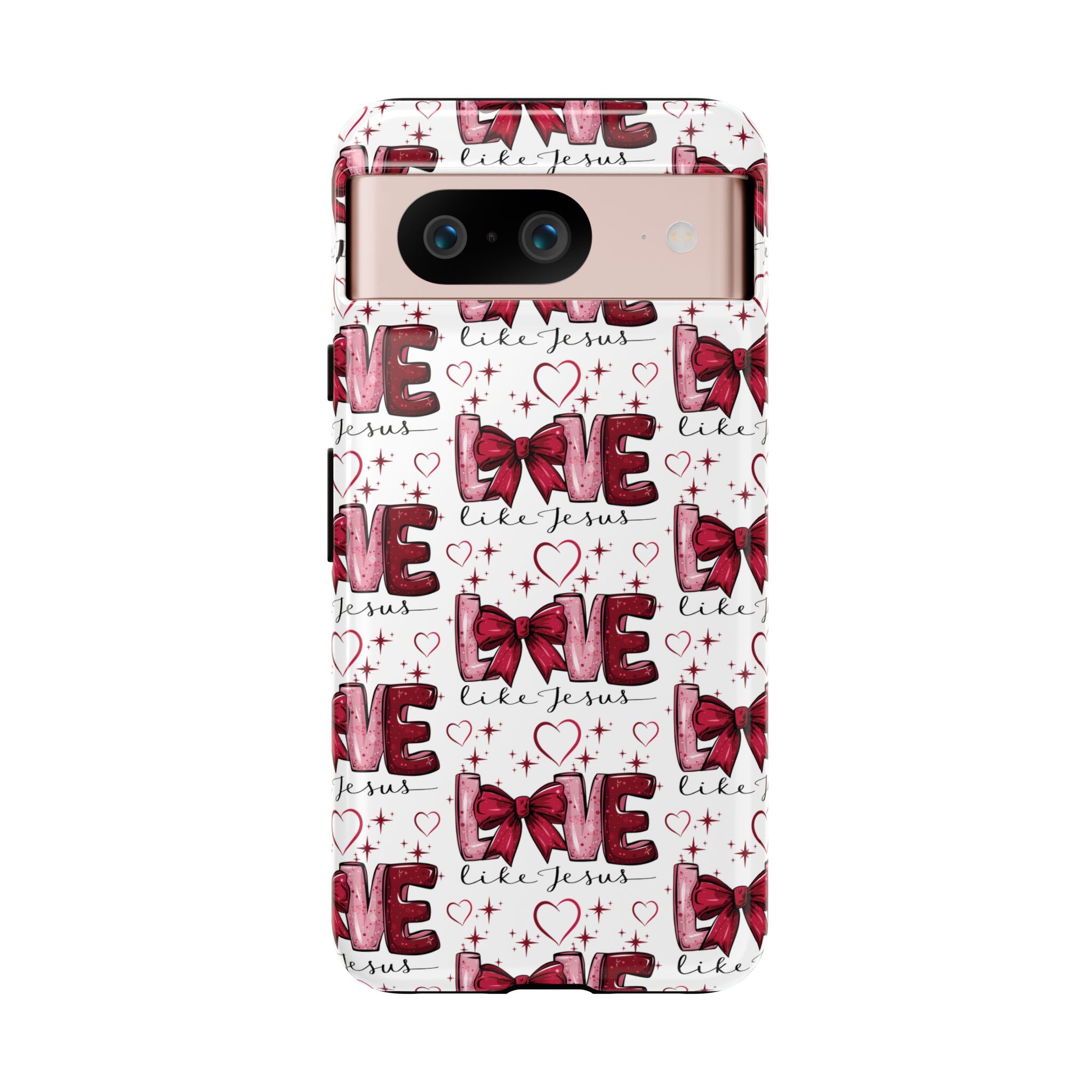Love Like Jesus Red Bows and Hearts—Tough, Faithful Phone Cases & Religious iPhone Accessories: Protect Your Device & Show Your Faith
