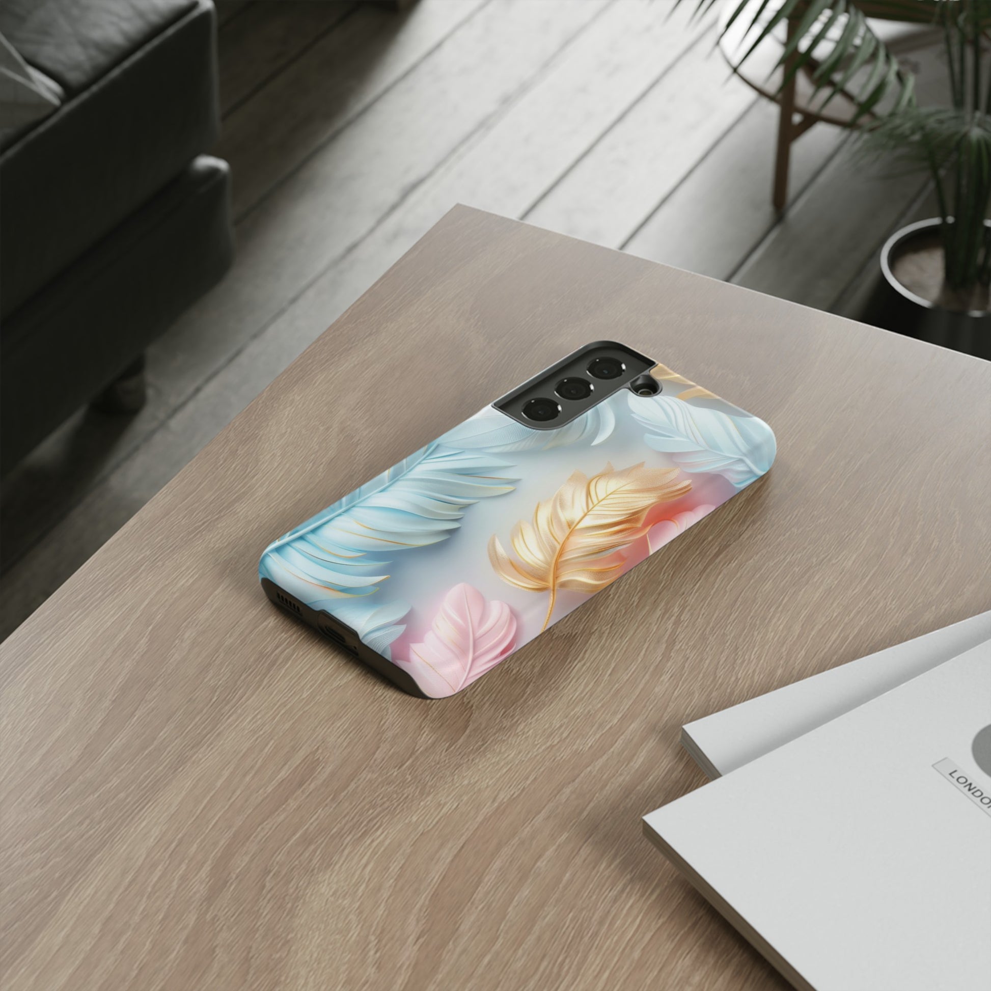 Pastel Feathers Protective Phone Case Gift for Her Phone 15, Samsung iPhone Samsung Gift for Her Case iPhone 15, Samsung iPhone Samsung Accessory Gift for Her