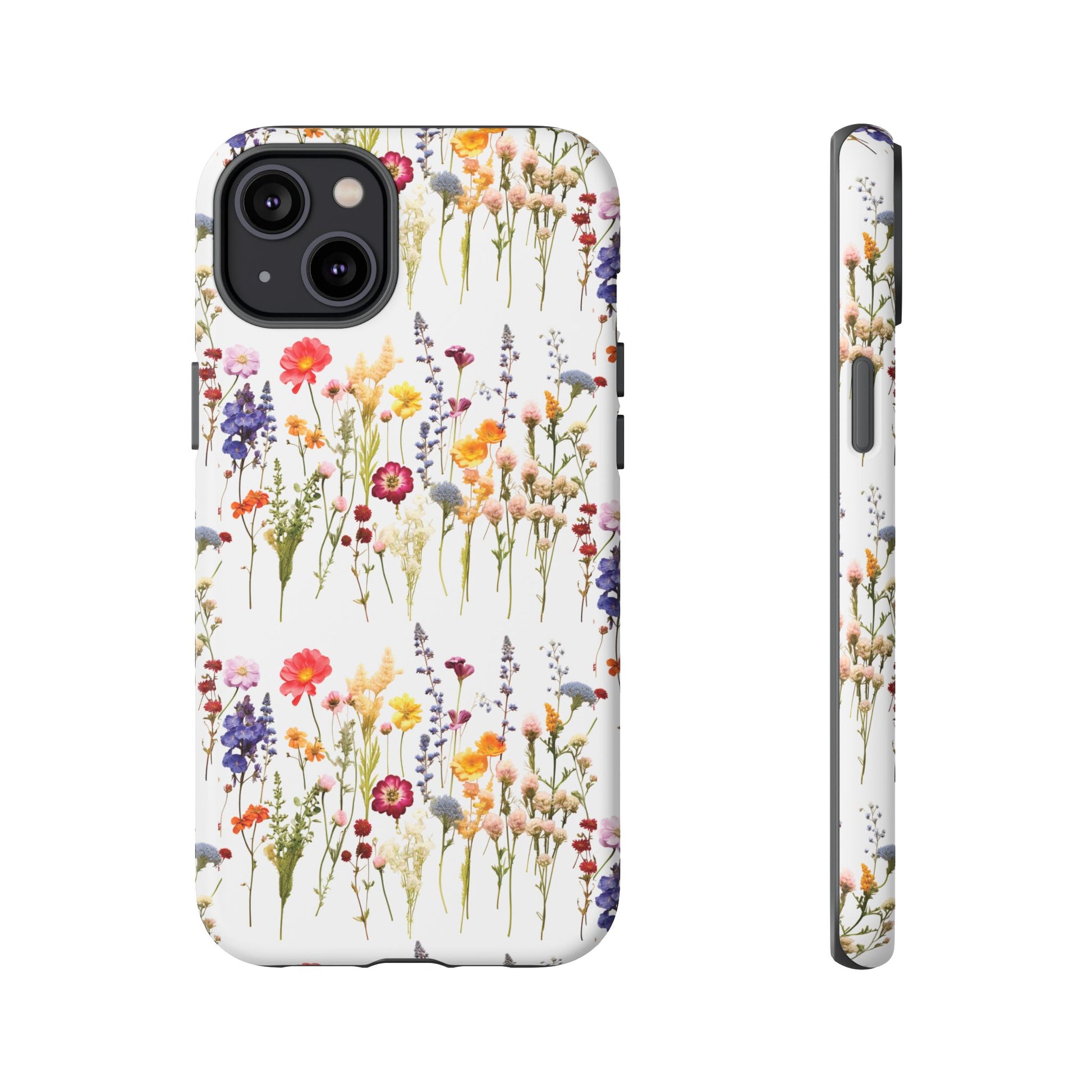 White Best Phone Case Press Flowers Floral 3D Illusion Luxury Tough Case Floral Elegant Durable Stylish for Modern Devices iPhone 17, 16, 15, Samsung iPhone Samsung Accessory Gift for Her