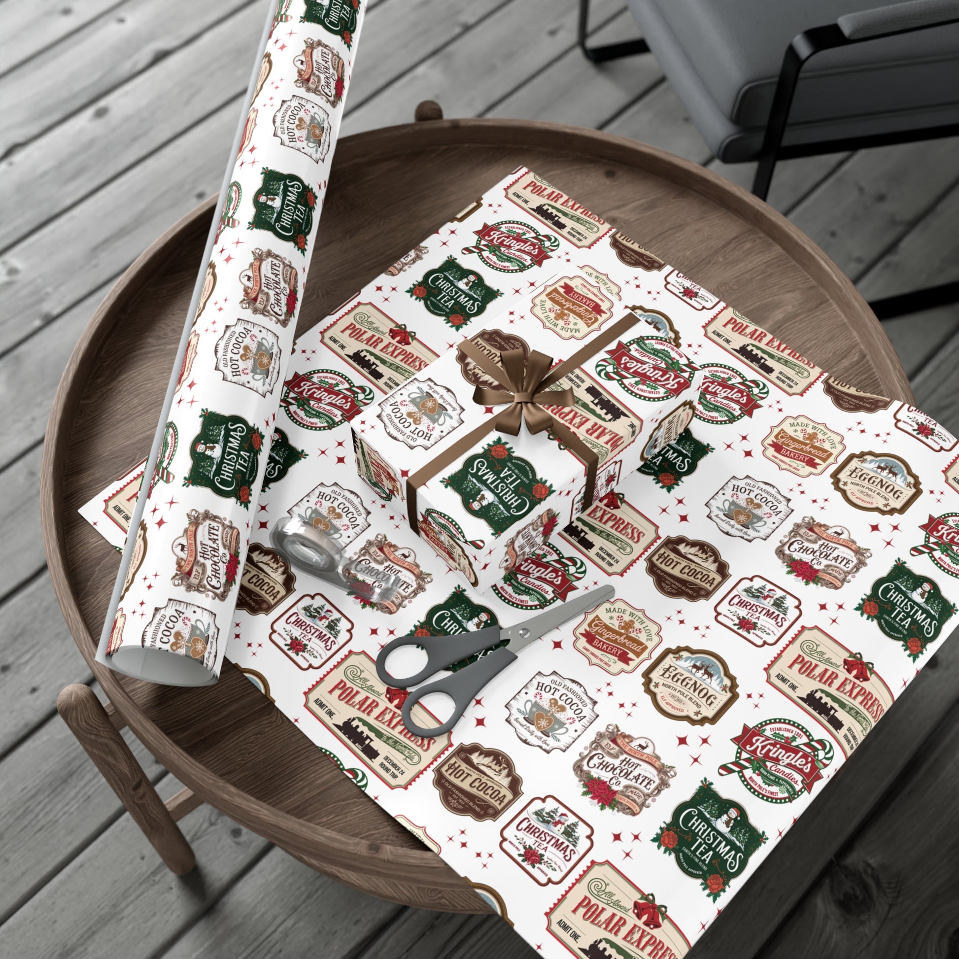 Vintage Christmas Stamps Wrapping Paper Festive Holiday Gift Wrap with Retro-Inspired Designs, Perfect for Christmas Presents, Crafting, & Holiday Decor – Premium Quality - MRSBYVALLE