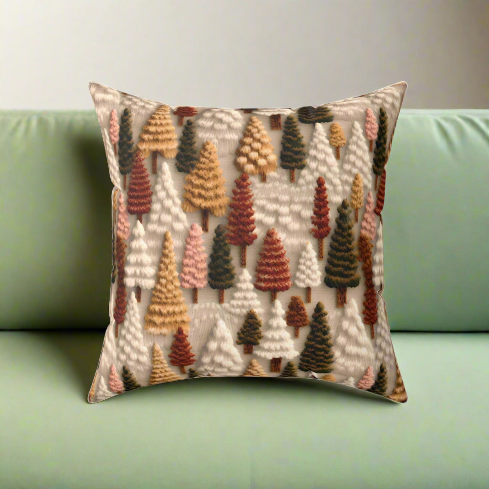 Natural Trees Design Square Pillow Elegant Holiday Decor Perfect for all Seasonal Decorations Perfect Accent for Living Rooms, Bedrooms, Soft, Durable, Pillow Gift New House, Bridal Shower Gift - MRSBYVALLE