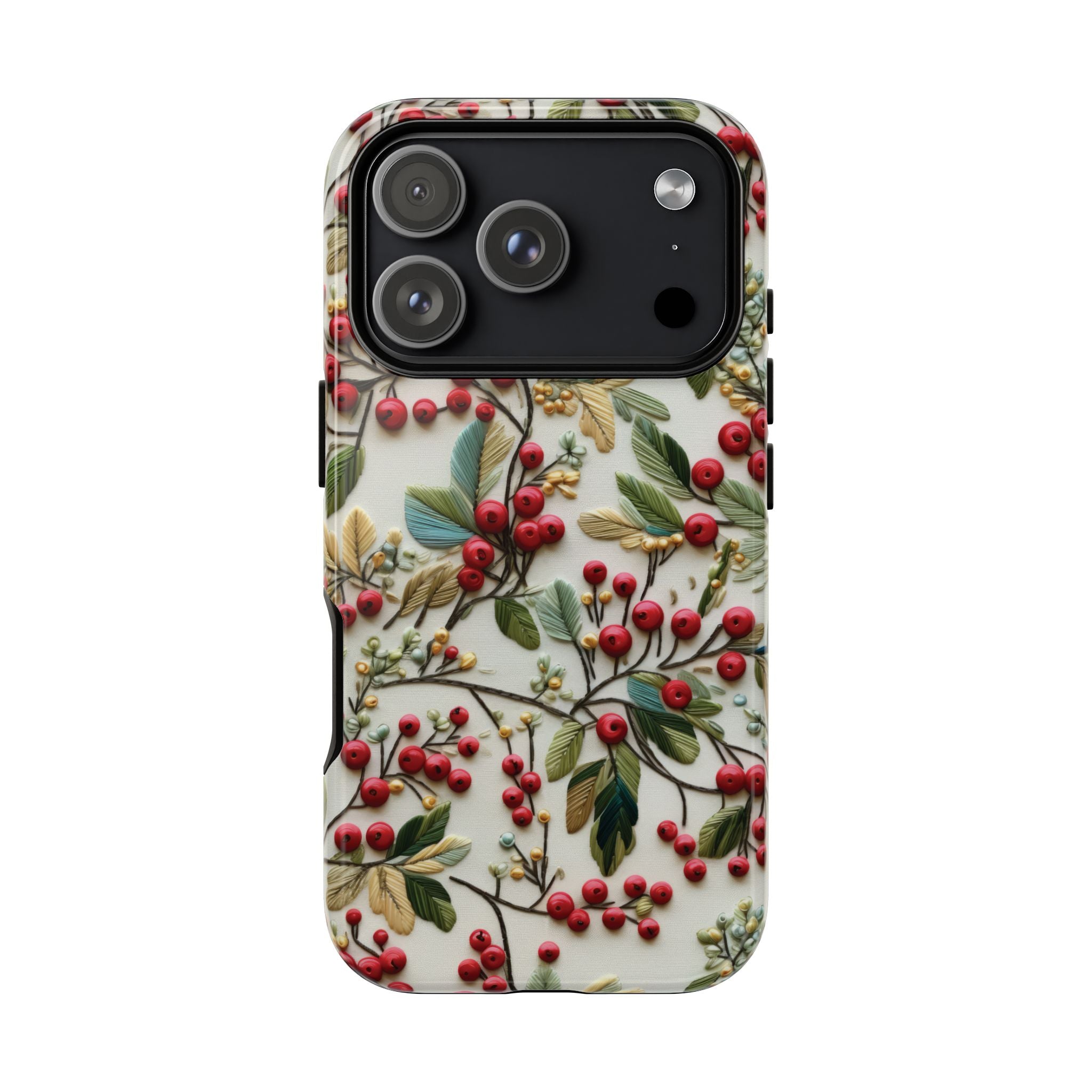 Holly Christmas Wildflowers Boho Chic Design Phone Case - Stylish, Protective Cover for All Models Gift for Mom Accessory Gift for Her
